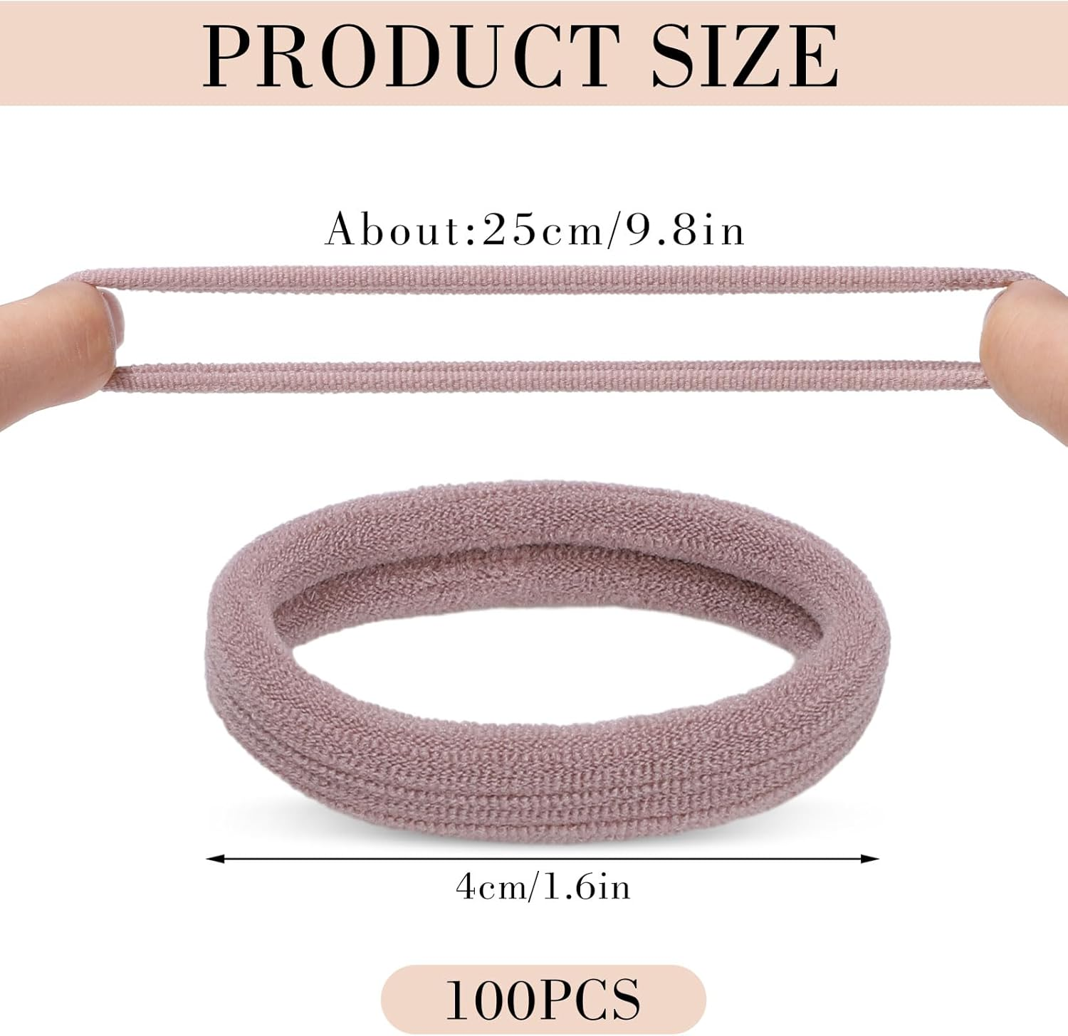 Pack of 100 Women'S Hair Bands, 5 Colours, Non-Metal Ponytail Holder, Ponytail Holder, Elastic for Girls and Women, All Hair Types image number 1