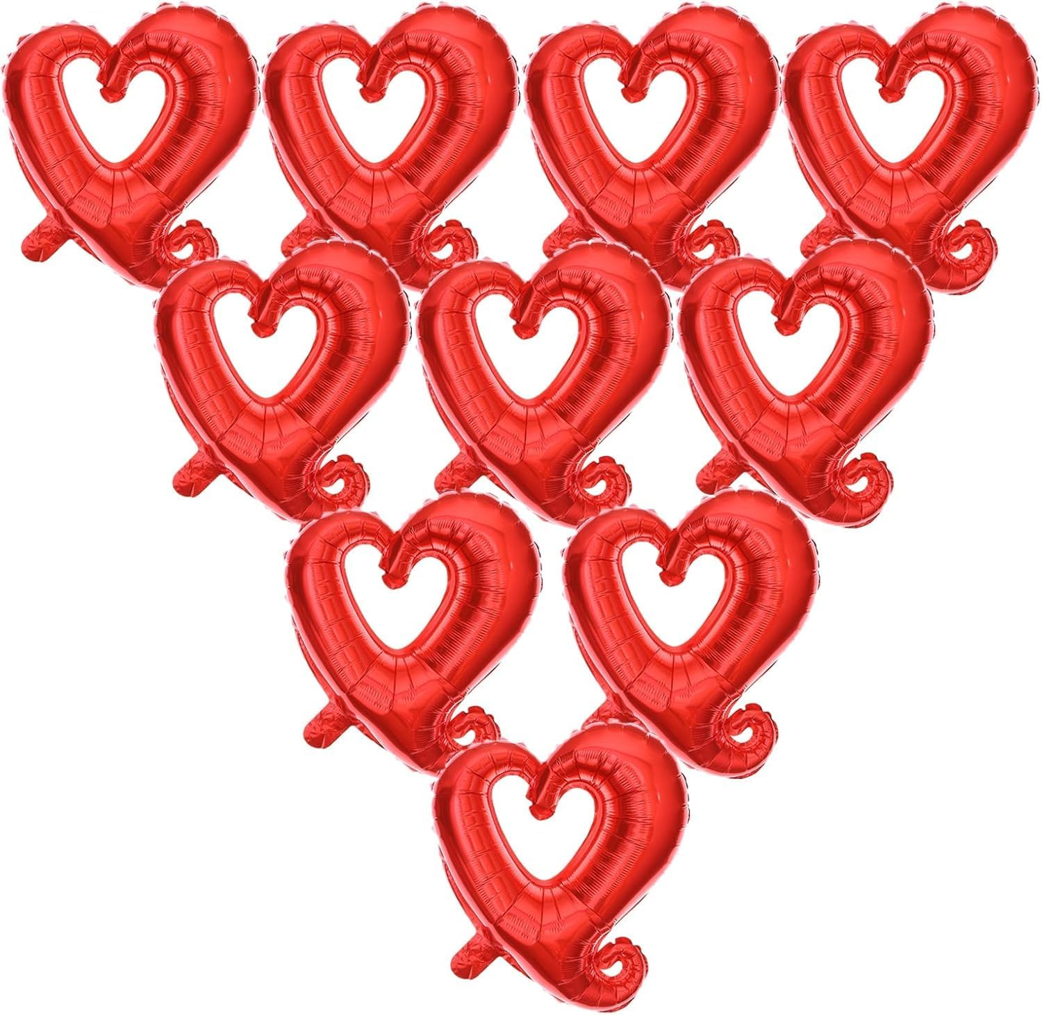 Red Heart Balloons, Heart Shape Foil Mylar Helium Balloon for Valentine'S Day Wedding Party Decorations 10 Pcs image number 5