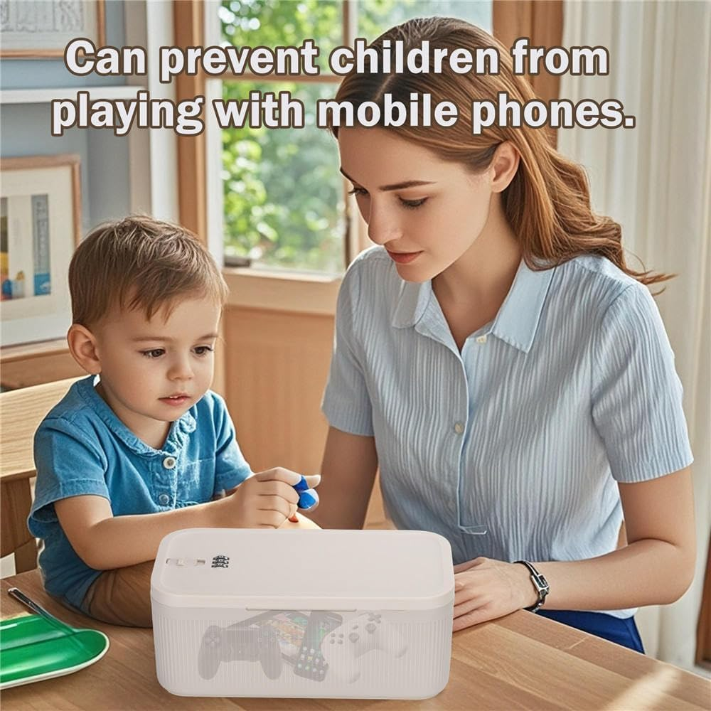 Lockable Storage Box,Medicine Safe Case Container,Refrigerator Lockbox for Personal Private Items,Medicines,Food,Snacks,Locking Cell Phone Smart Device Jail,Small Lock Box for Office,Home (Cream) image number 6