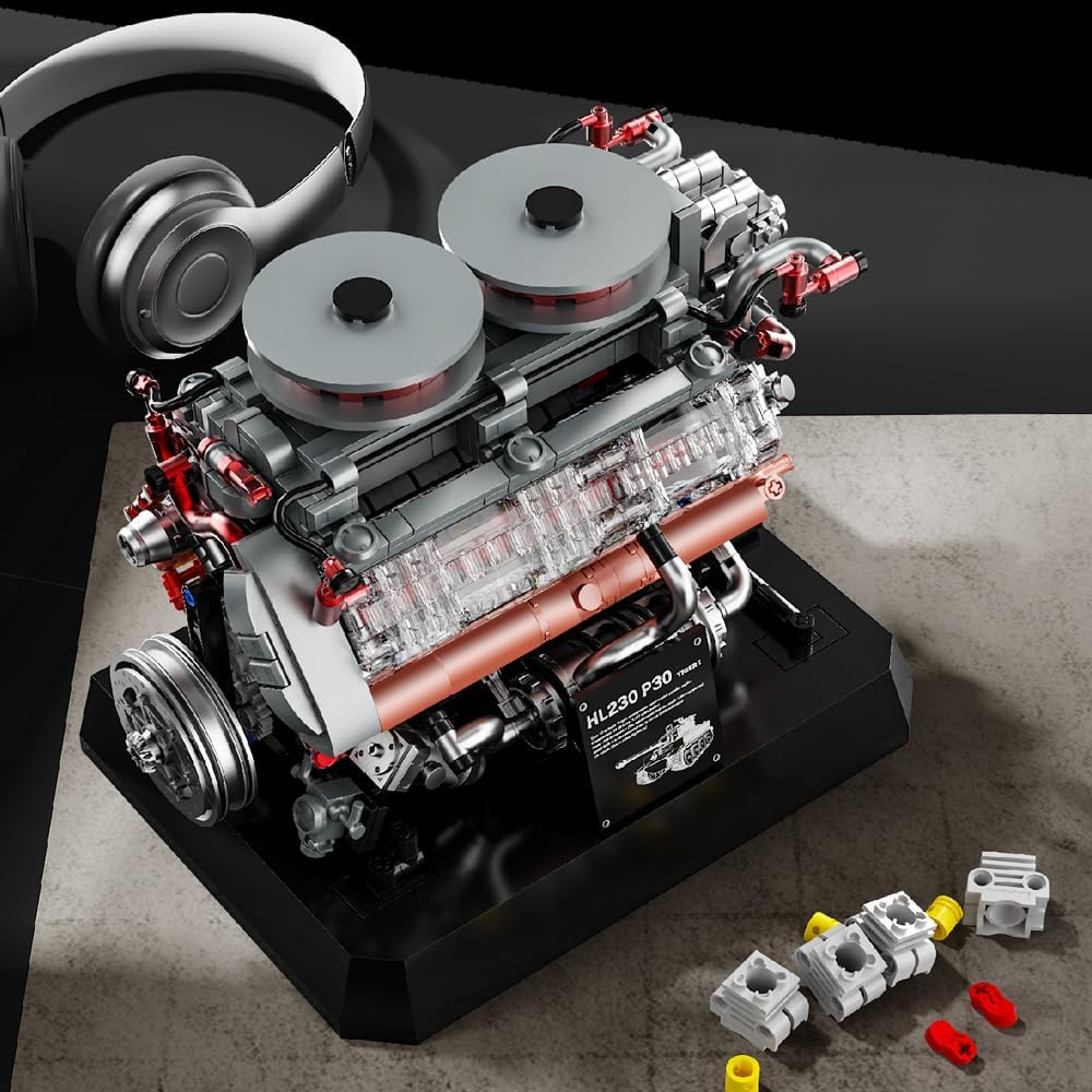 DUANT 39064 Tiger Tank Engine Building Block Set, 1236 Pieces Motor Model Building Block Set, Adults and Teenagers Physics Science Experiment Model Gift (95008) image number 6