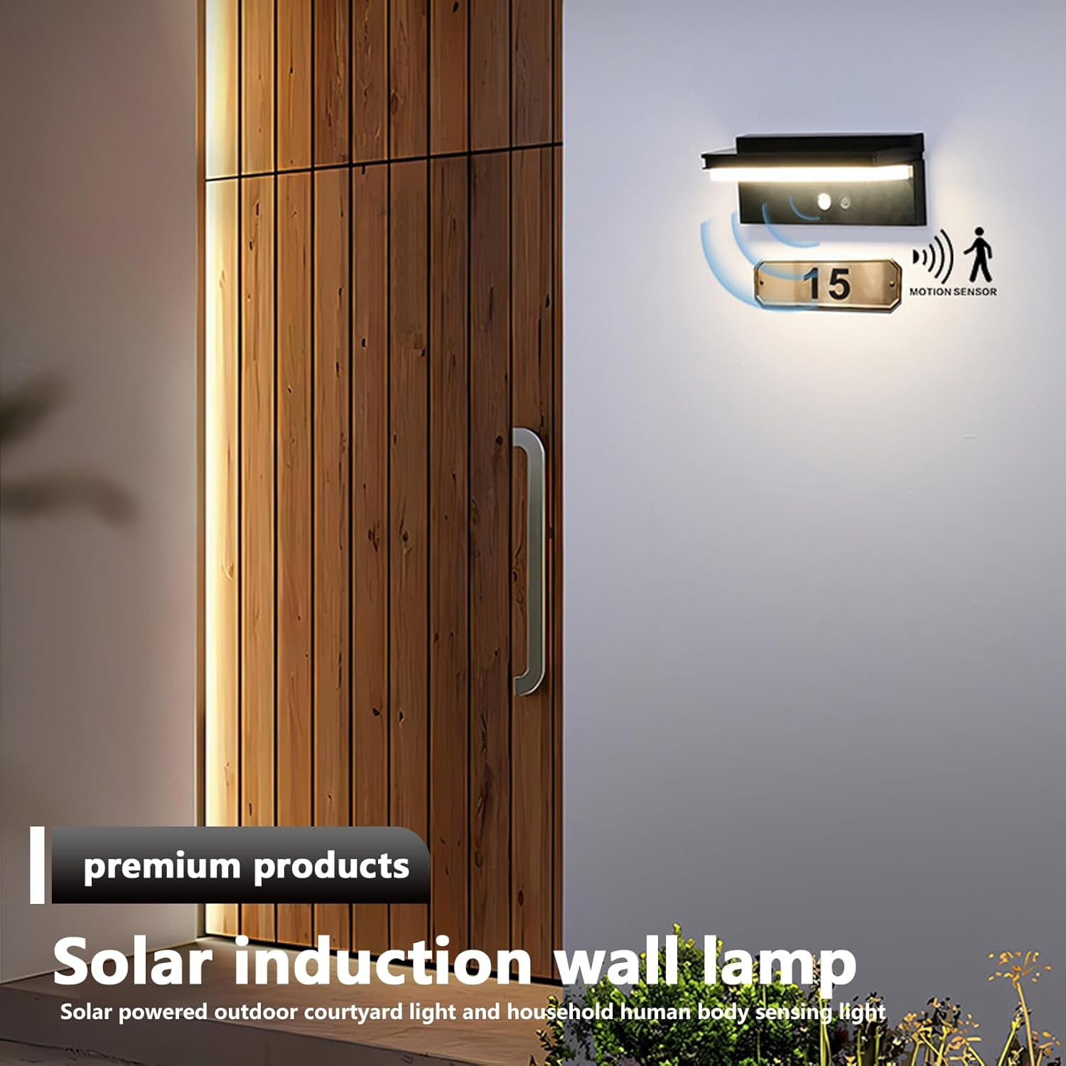 Solar Lights for Outdoor Use with Motion Sensor, LED Solar Wall Light Outdoor Warm White 3000 K, IPX5 Waterproof, 4 Light Modes, Super Bright Solar Lamp for Garden, Patio, Garage and Yard