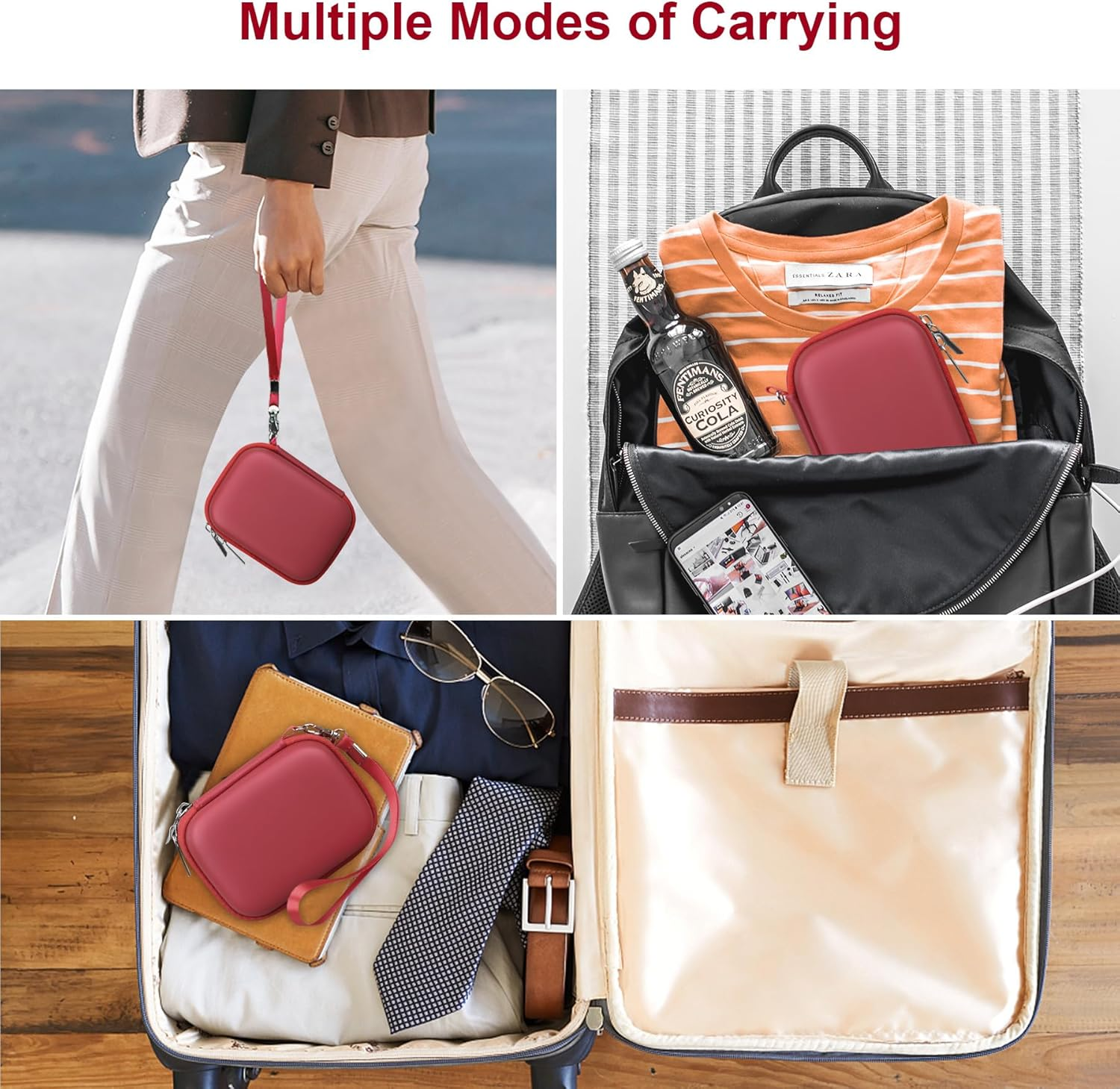 Canboc Hard Case for Kodak PIXPRO FZ55/ FZ45/ FZ43/ FZ53 16MP Digital Camera, Vlogging Camera Bag, Zipper Mesh Pocket Fit Cable, SD Card, Red (Case Only) - Rose Gold image number 7