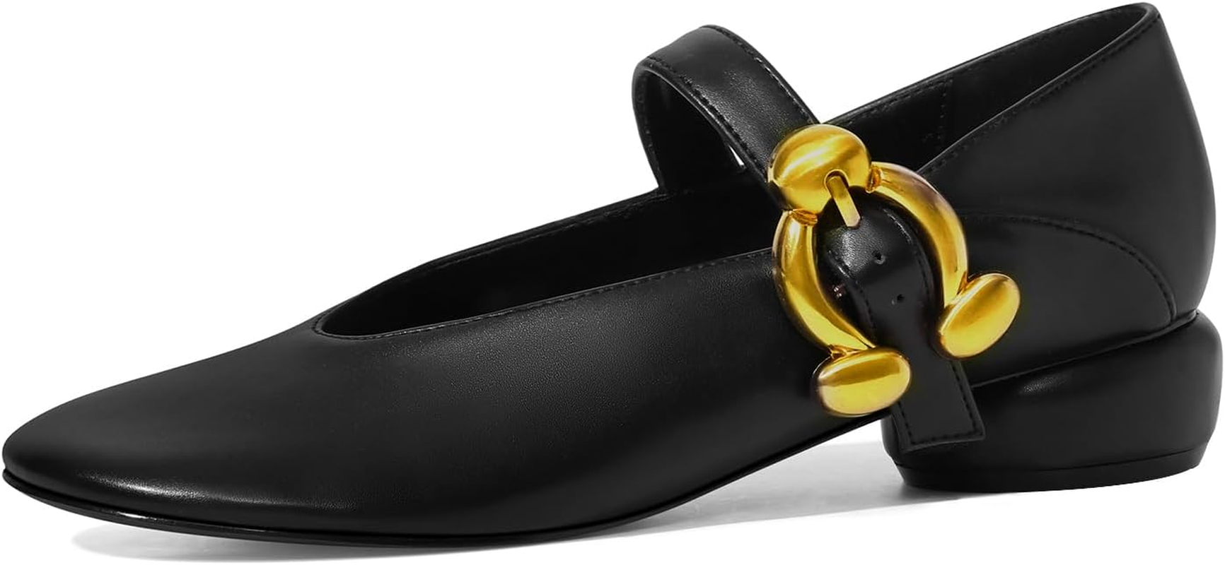 RONILURN Women Mary Jane Shoes Pumps Chunky Comfortable Low Heels Closed round Toe Dress Work Wedding Shoes