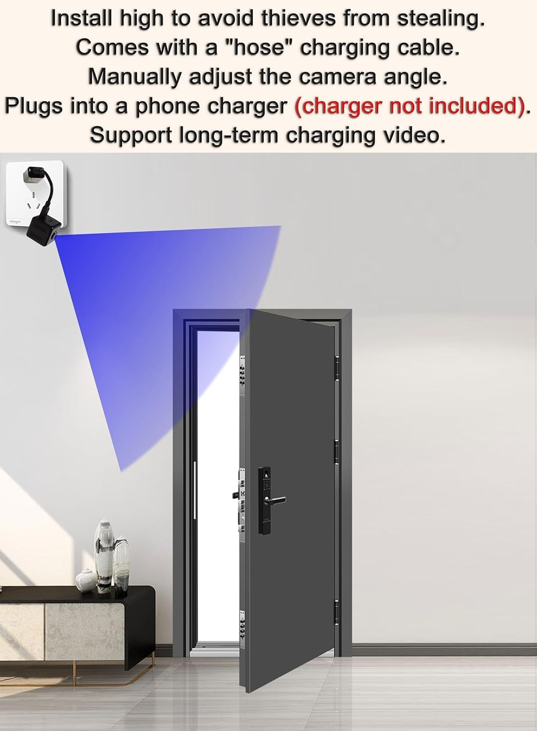 Wireless IP Camera with Built-In Battery, Small Nanny Camera, Night Vision Camera, 4.5 Hours of Continuous Recording, Long Term Charging Supported. Smallest Home Surveillance Nanny Camera image number 3