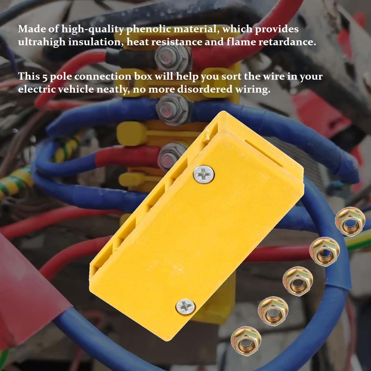 Electrical Motor Controller Wire Connection Box, 5 Pole Bike Wire Connector Box for E Bike, Phenolic Material, Ultrahigh Insulation Heat Resistance image number 5