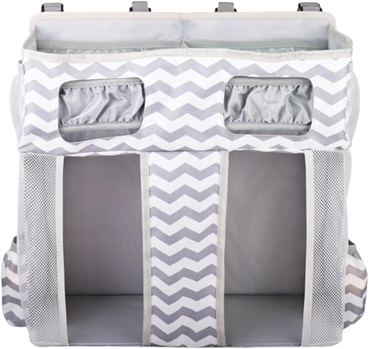 Crib Diaper Organizer, Oxford Bedside Storage Bag, 19.6X17.3X6.3 Inch, Large Capacity Nursery Stacker with Hanging Design, Ideal for Diapers, Bottles, Wipes, Bibs, Cribs, Nursery,