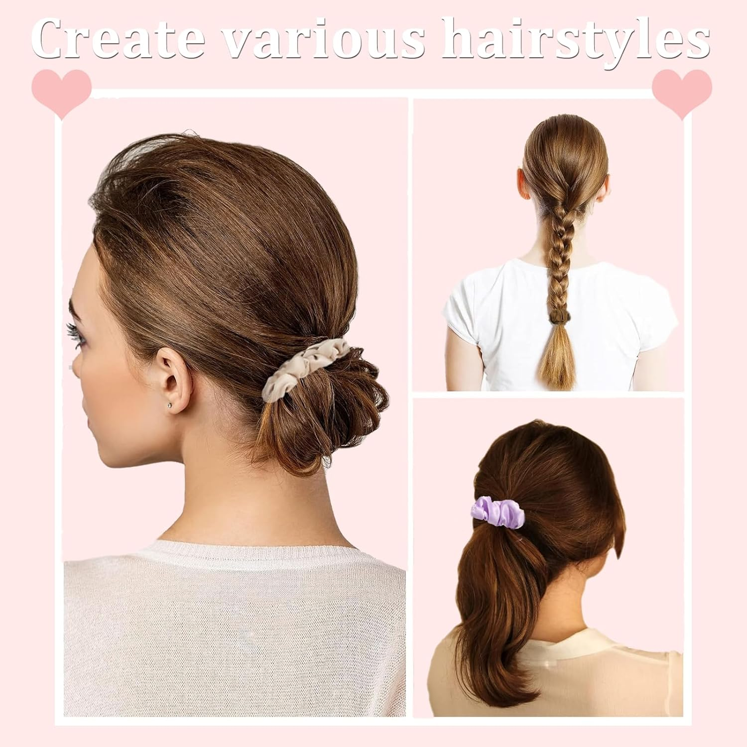 NAMIC Pack of 12 Lolalet Hair Bobbles Silk Scrunchies for Women, 6 Colours, Plain, Elastic Ponytail, Hair Bobbles for Everyday Use, Elastic Hair Bobbles, Soft Braid Elastics