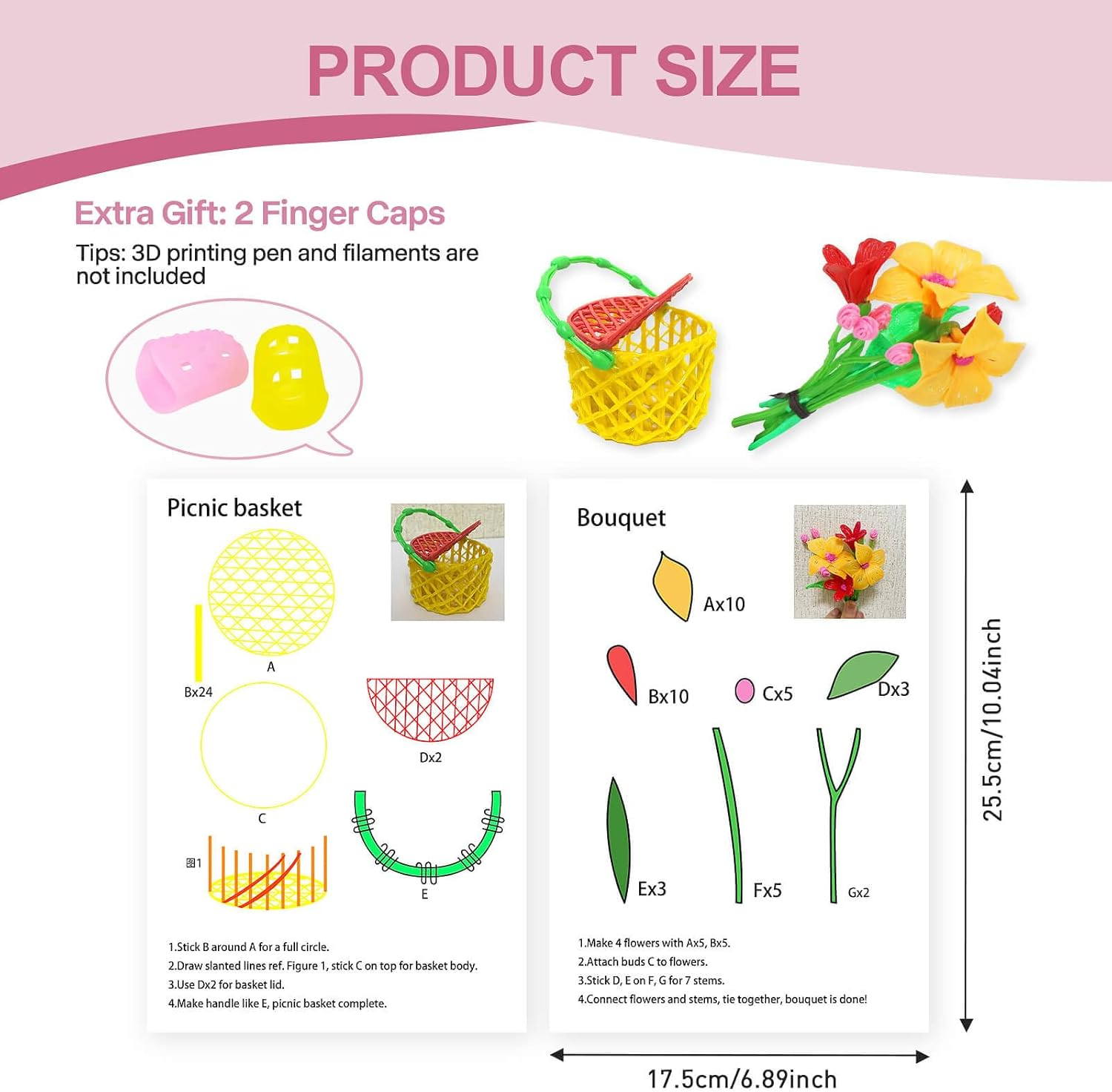 Dayker 3D Printing Pen Drawing Book, 40 Patterns Colorful Painting Graffiti Template, Thick Paper Stencils with a PVC Transparent Board for Birthday Christmas DIY Craft Gift image number 1