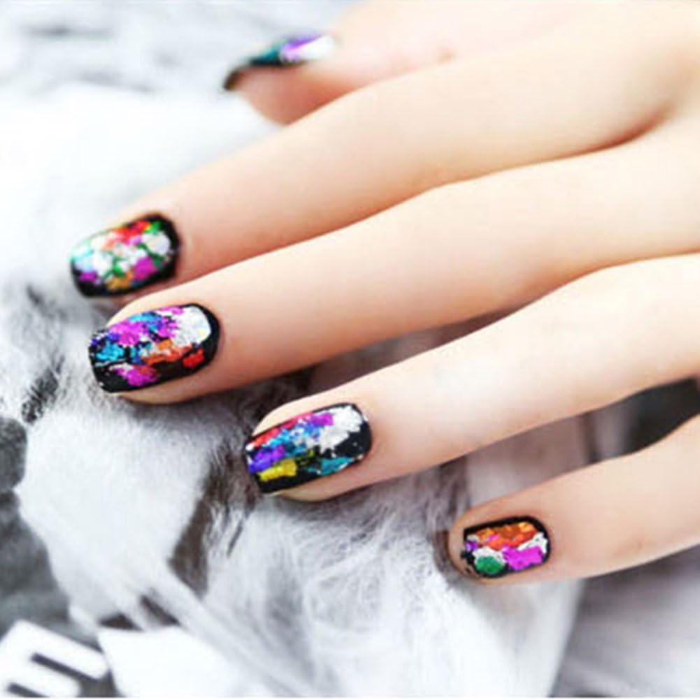 Warm Girl Nail Art Foil Glue Gel with Starry Sky Star Foil Stickers Set Nail Transfer Tips Manicure Art DIY 8ML, 10PCS (2.5Cm100Cm) Stickers image number 1