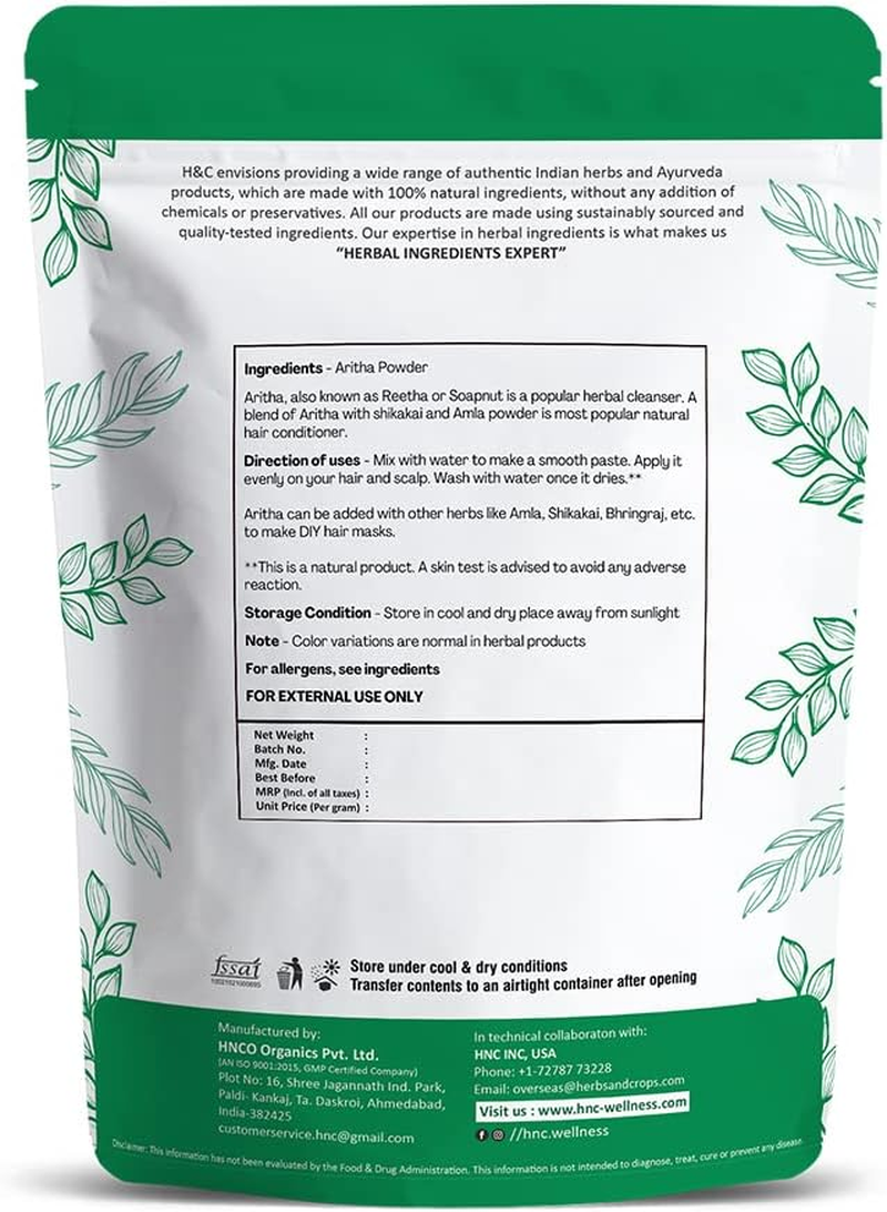 H&C HERBAL INGREDIENTS EXPERT 100% Natural Aritha Powder 227 Gm / 0.5 Lb | Soapnut Hair Mask | Natural Cleanser for Hair Growth & Reduced Fall, Enhancing Growth & Reducing Hair Loss