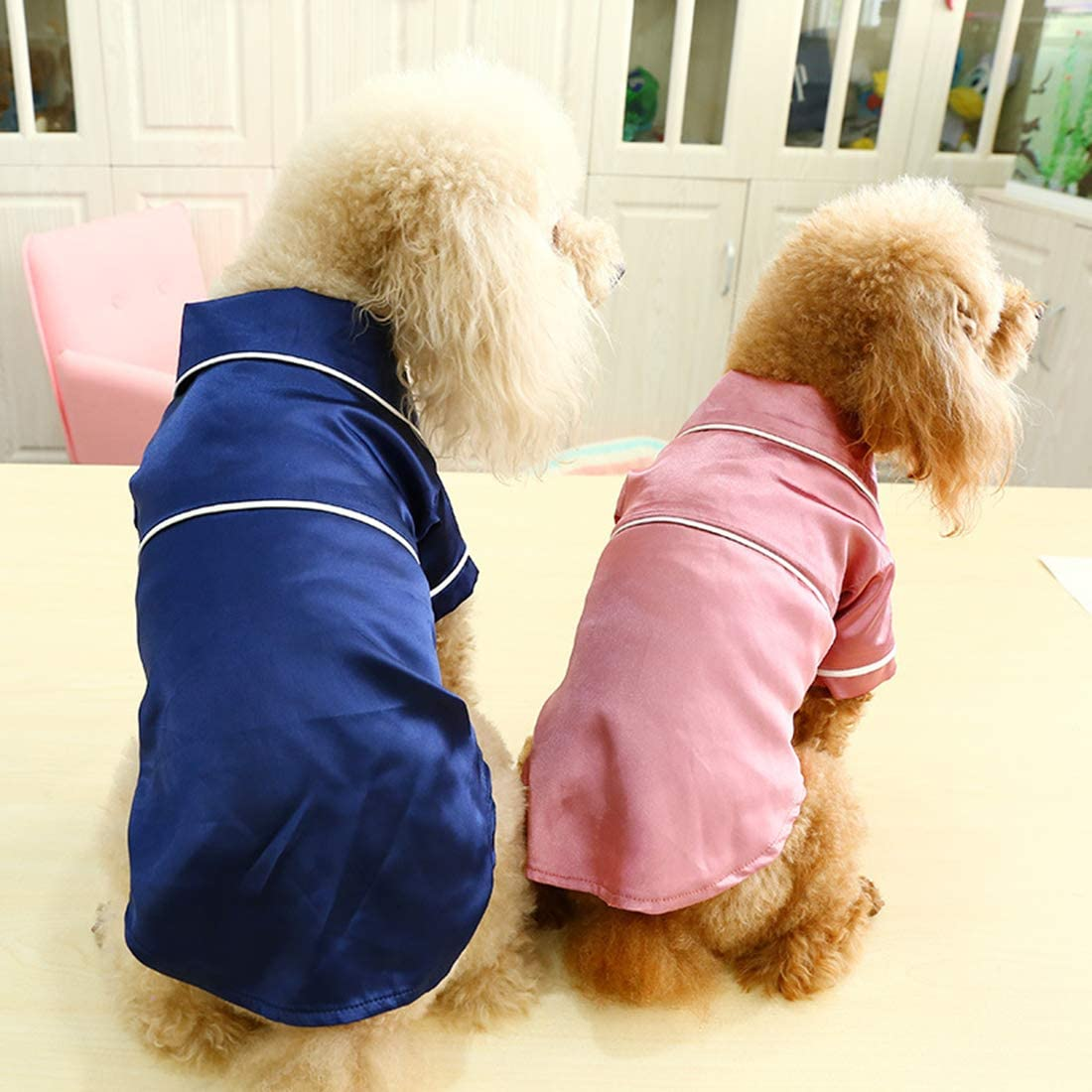 Botlav Dog Pajamas Clothes Silk Soft Shirts Loungewear Puppy Pjs for Small Yorkie Bulldog Cats image number 2