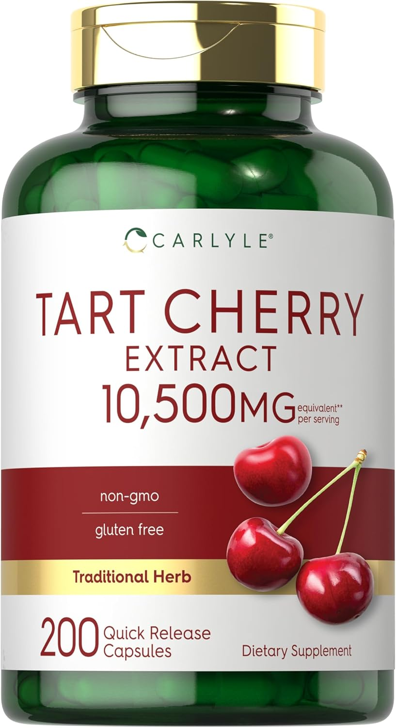 Tart Cherry Capsules | 10,500 Mg | 200 Count | Max Potency | Non-Gmo, Gluten Free | Tart Cherry Juice Extract | by Carlyle image number 6