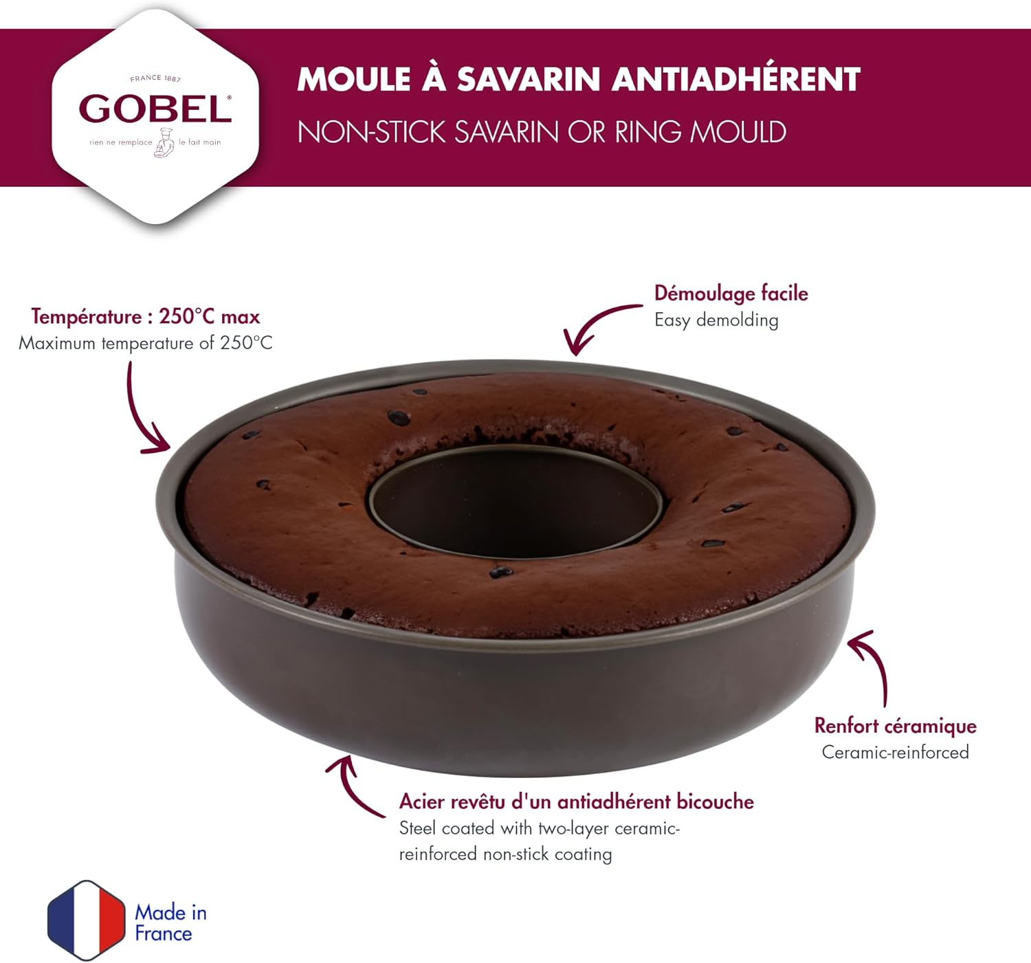 Gobel Nonstick Deep Savarin Mold, 9.5 Inch, Made in France image number 6