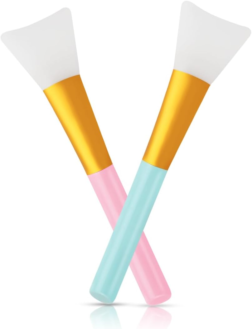 2 Pcs Silicone Face Mask Brush Silicone Mask Applicator Soft Silicone Facial Mud Mask Brushes Face Mask Beauty Tools Hairless Applicator Tool for Body Lotion Butter Clay Mask DIY Mask (Blue + Pink)