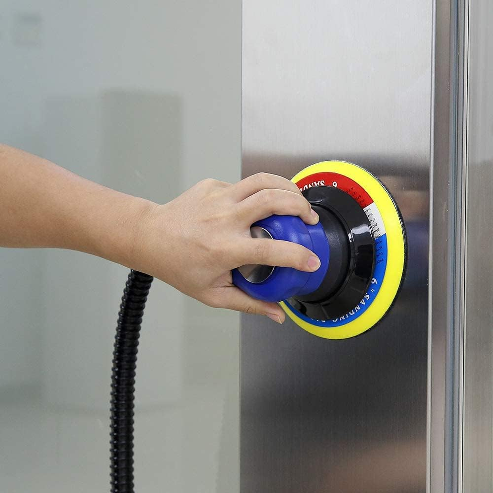 Uten 6" Air Random Orbital Sander Dual Action Pneumatic Palm Sander with Speed Regulation with 7 Pcs of Sand Paper image number 5