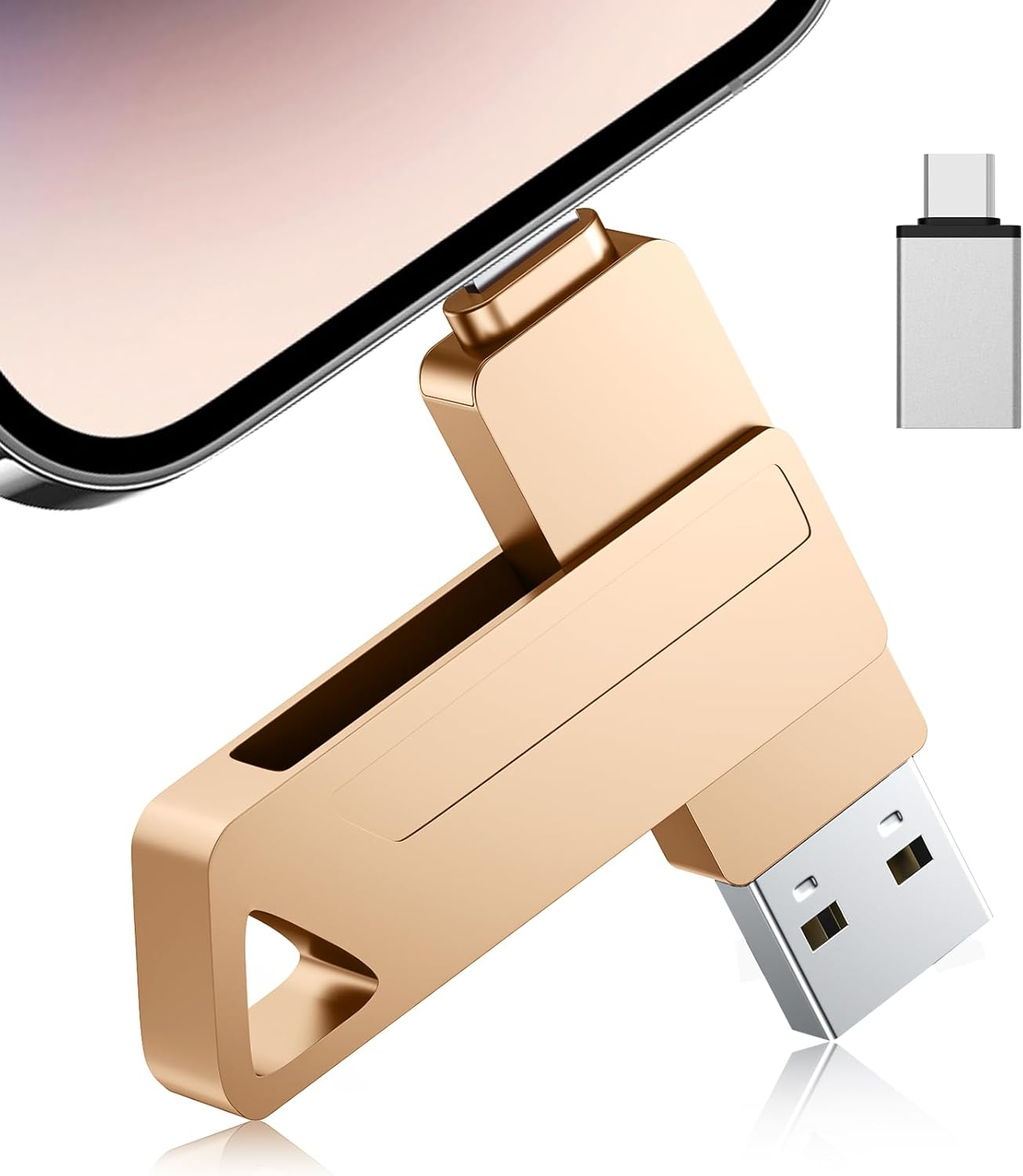 3 in 1 Flash Drive for Iphone - 256GB Phone Photo Stick for Backup, High Speed USB Memory Stick, USB Thumb Drive for Iphone/Ipad/Pc/More Devices (Silver)