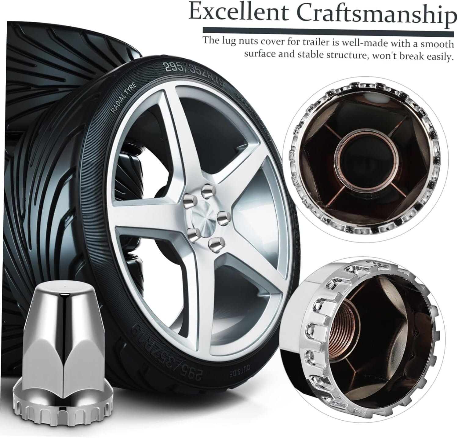 20Pcs Semi Truck Lug Nut Covers Chrome Wheel Nut Covers for Trucks Car Accessories image number 2