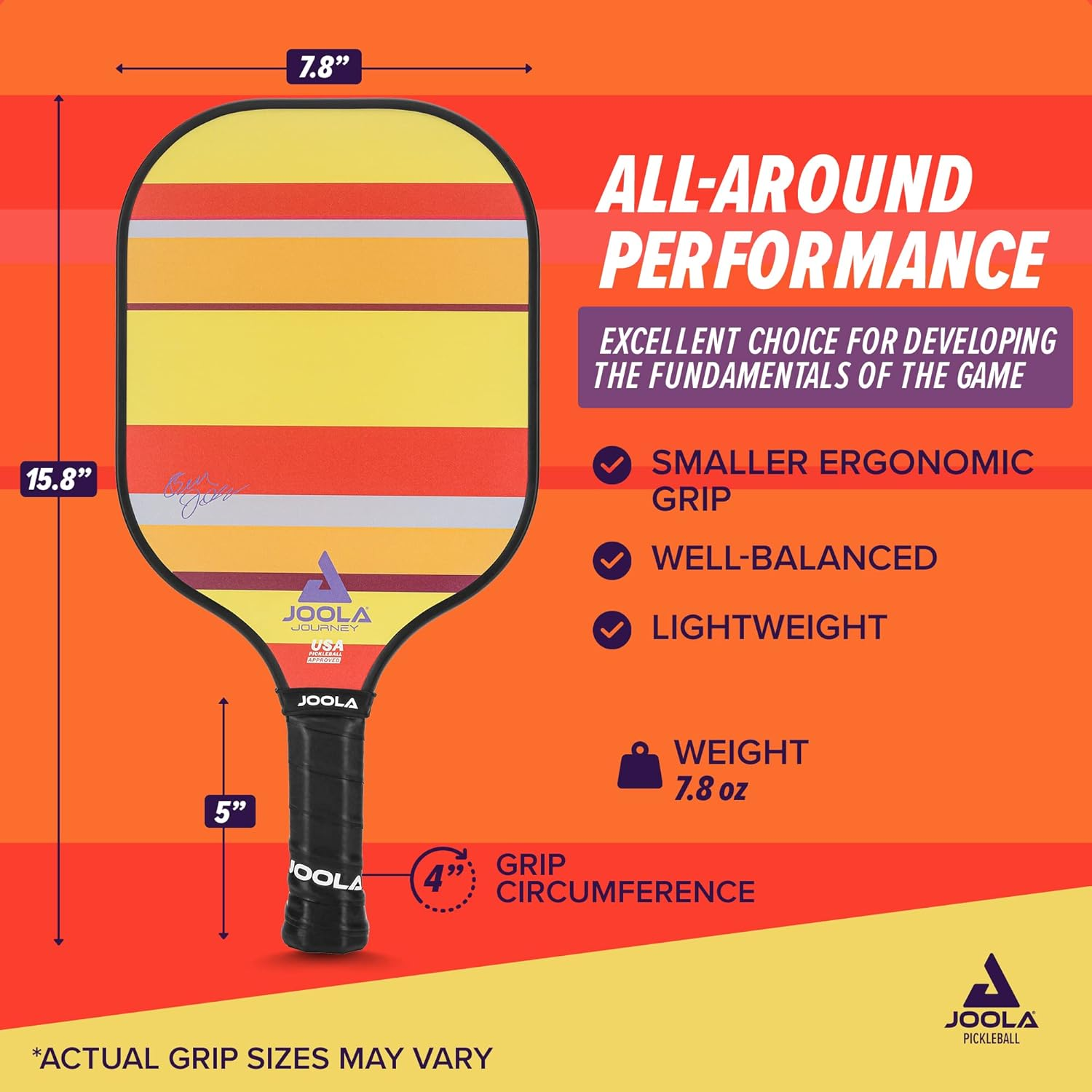 JOOLA Journey Pickleball Paddle &ndash; Fiberglass Graphite Surface for More Power &ndash; Lightweight Pickleball Paddle W/Increased Control - Multiple Colors & Designs - USAPA Approved image number 1
