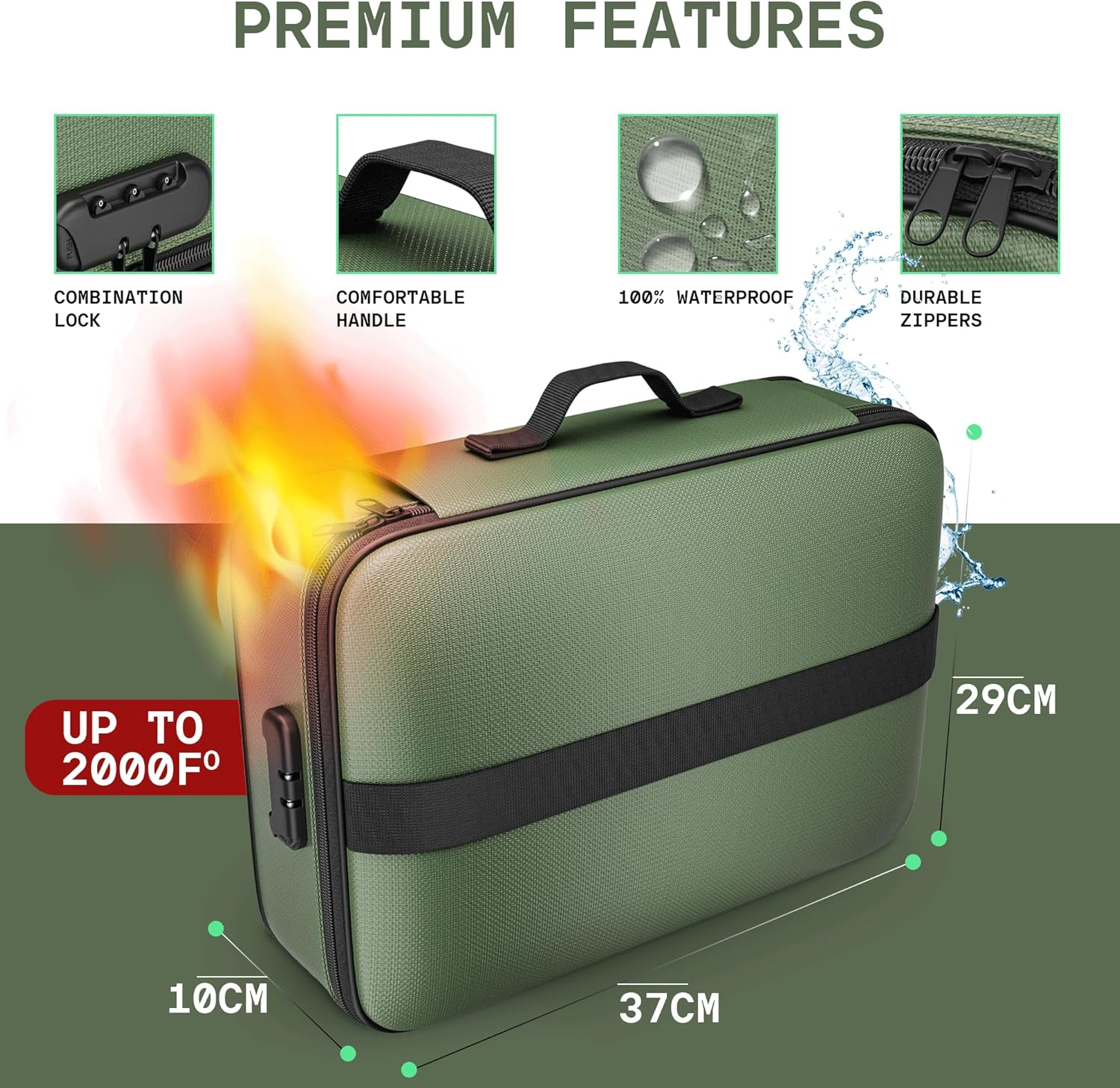 Revolex Waterproof Document Bag &ndash; Fireproof A4 Document Organizer & Storage Folder for Important Papers with 20 Pouches, Secure Bag Case with Lock for Home and Office Use image number 1