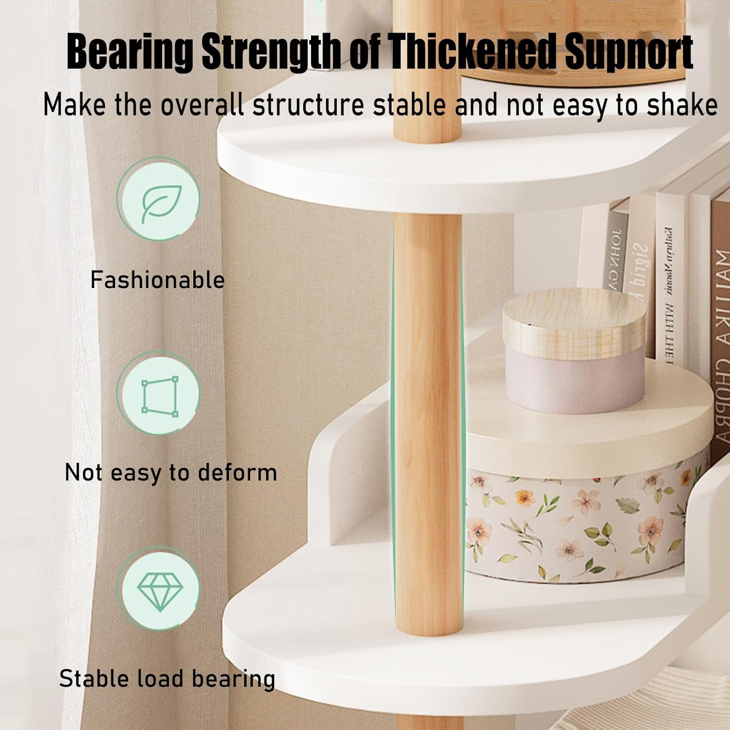 Enliansgo 4 Tier Bookshelves Bookcases, Book Shelf Storage Organizer, Home Office Bookcases, Freestanding Display Storage Shelves Modern Bookcase for Bedroom, Living Room and Office, White image number 2