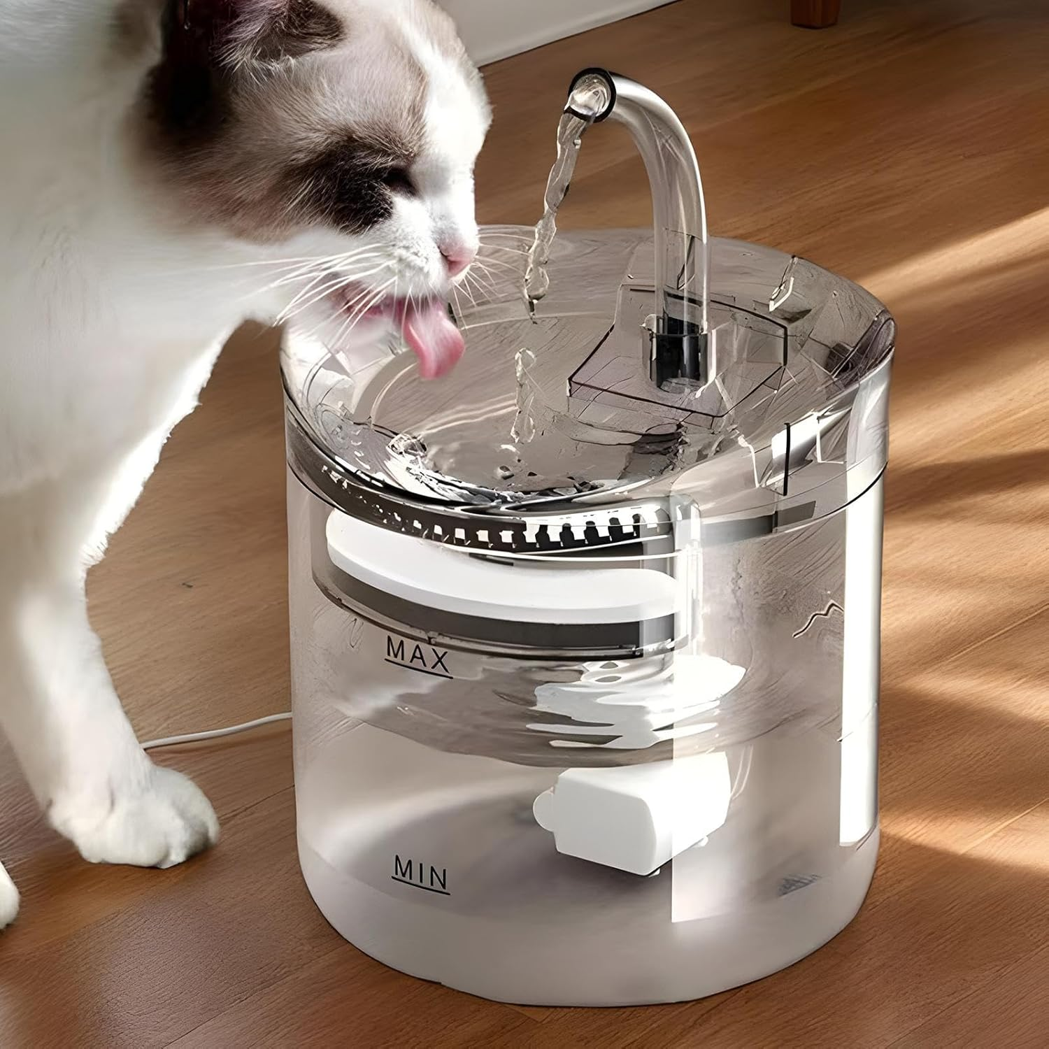 Cat Drinking Water Fountain | Silent Dog Water Dispenser,Automatic Smart 2L Clear Dispenser for Kitten Puppy Indoor Home Hydration image number 6