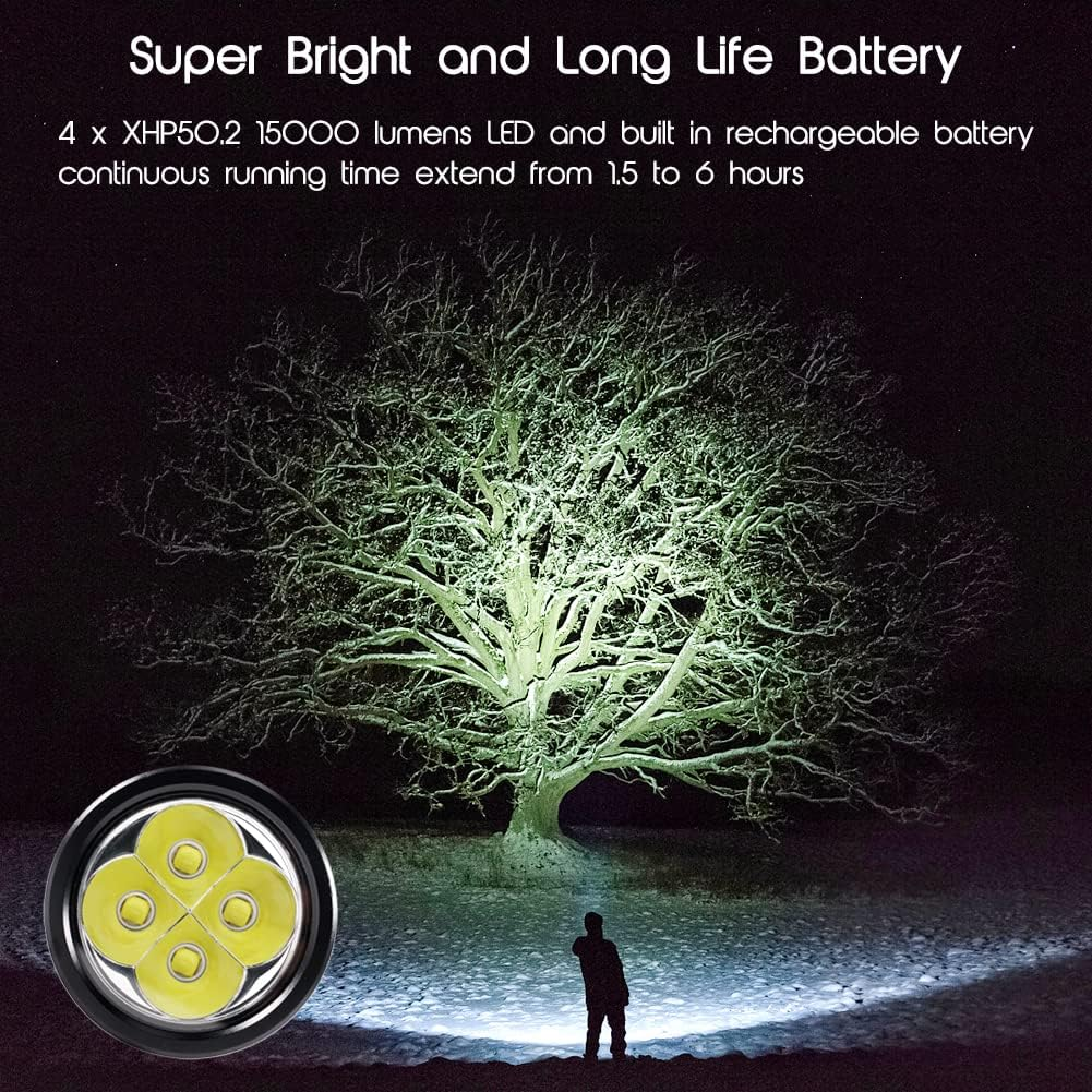 APLOS AP150 Dive Torch, 15000 Lumen, Underwater 150M, Scuba Diving Light with Rechargeable Batteries and Charger image number 4