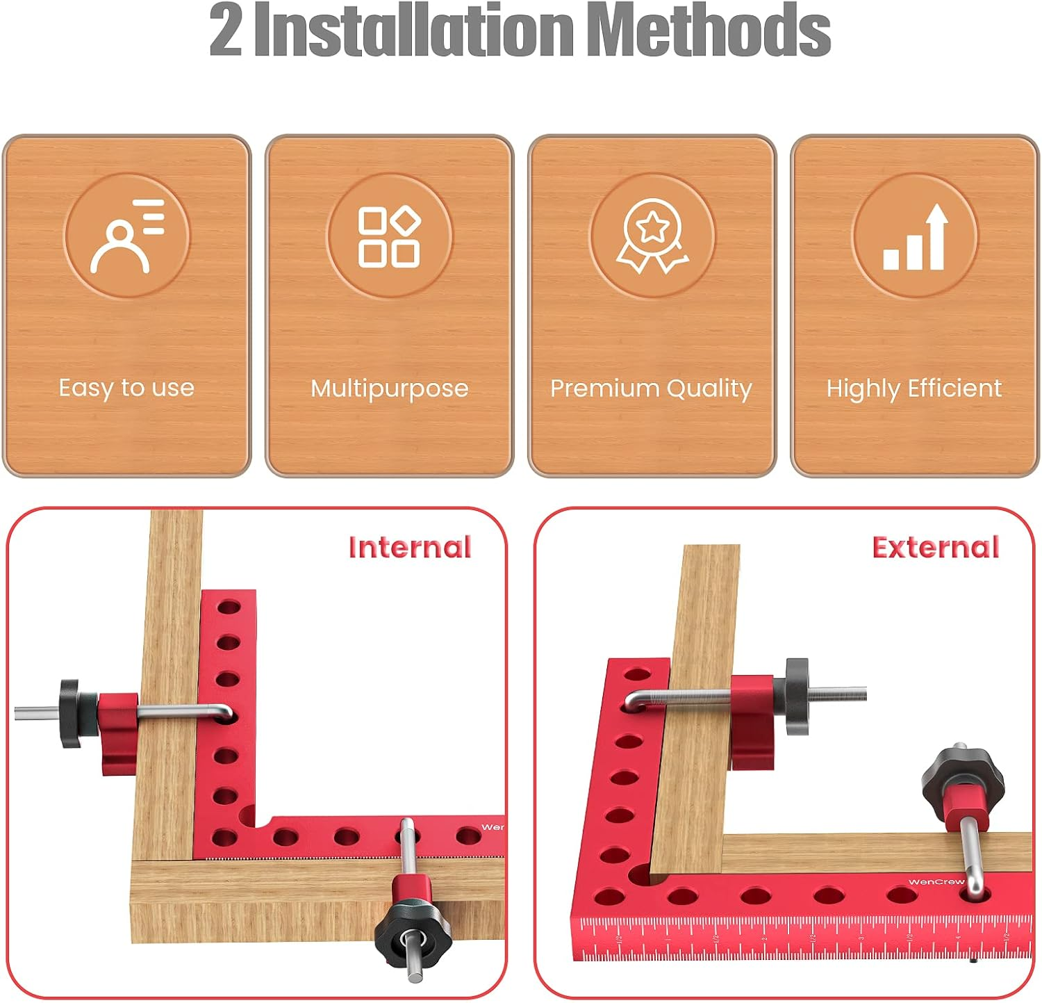 Corner Clamps for Woodworking, Wencrew 4 Pack 90 Degree Right Angle Clamp, 5.5" Aluminum Clamping Squares Woodworking Tools for Cabinets, Drawers, Frames, DIY Projects, Gifts for Men Dad