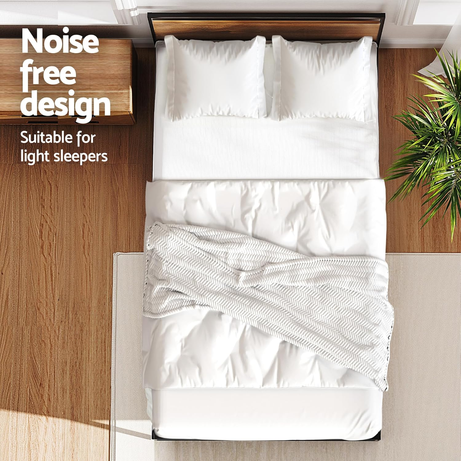 Artiss King Single Bed Frame Metal Bed Base with Headboard Metal Slats,Under Bed Storage Home Bedroom Furniture Black image number 5