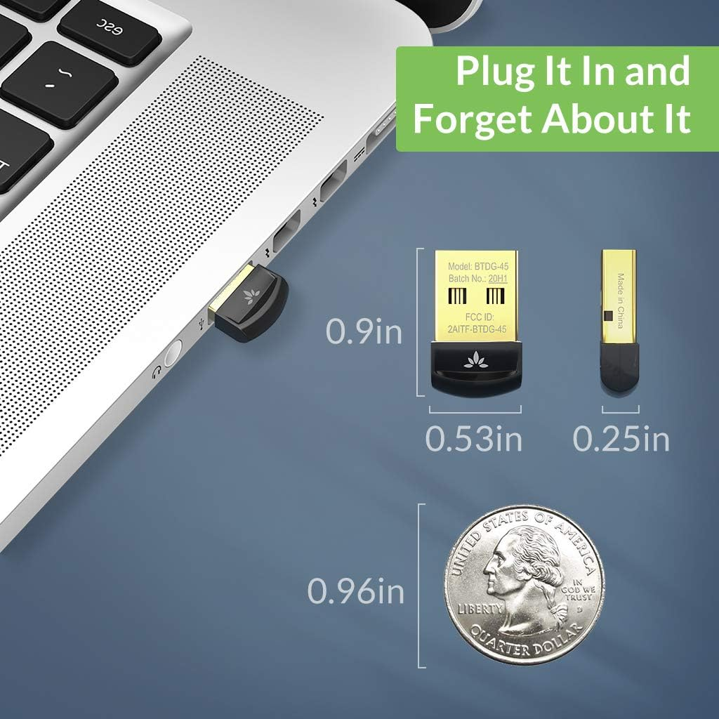 Avantree DG45 Bluetooth 5.0 USB Dongle, Bluetooth Adapter for PC Computer Desktop Laptop, Wireless Transfer for Bluetooth Headphones Speakers Keyboard Mouse Printers Music & Calls, Windows 11/10/8.1/8 image number 6