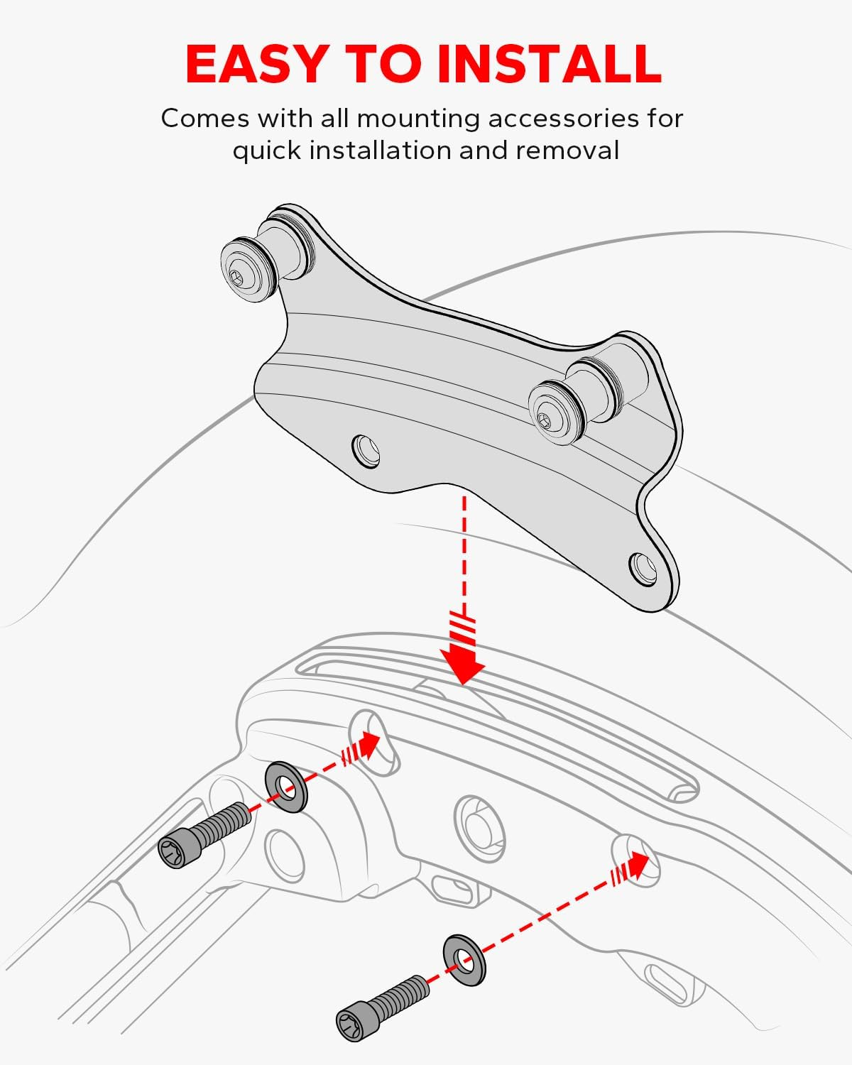 Vivid Black Metal 4 Point Docking Hardware Kit for Harley Road King Street Glide 2014-2017 - Chrome image number 6
