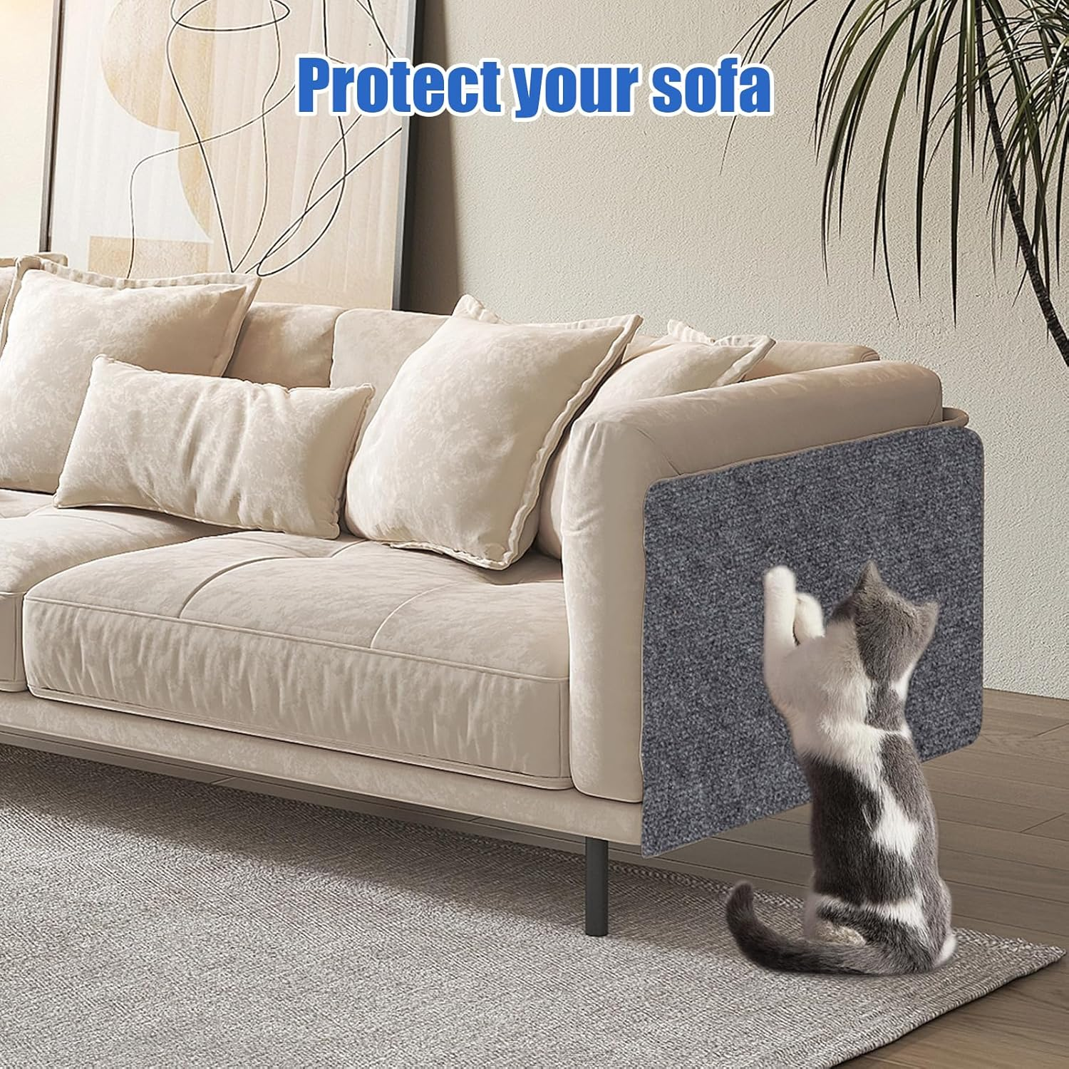 Cat Scratcher, Self-Adhesive Scratching Mat, Cat Scratching Mat, DIY Trimmable, Scratch Protection, Cat Scratching Mat for Protecting Carpets, Sofa, Furniture Protection, Grey, 30&times;100Cm image number 6