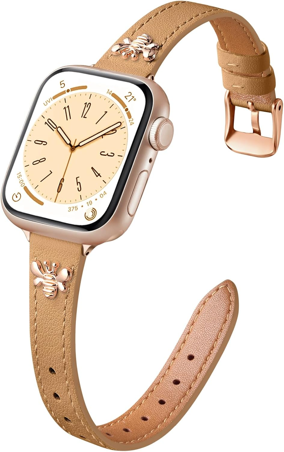 Getino Slim Band Compatible with Apple Watch Bands for Women 38Mm 40Mm 41Mm 44Mm 45Mm 46Mm 49Mm 42Mm, Soft Top Grain Genuine Leather Replacement Strap for Iwatch Series 10 9 8 7 6 5 4 3 2 1 SE Ultra