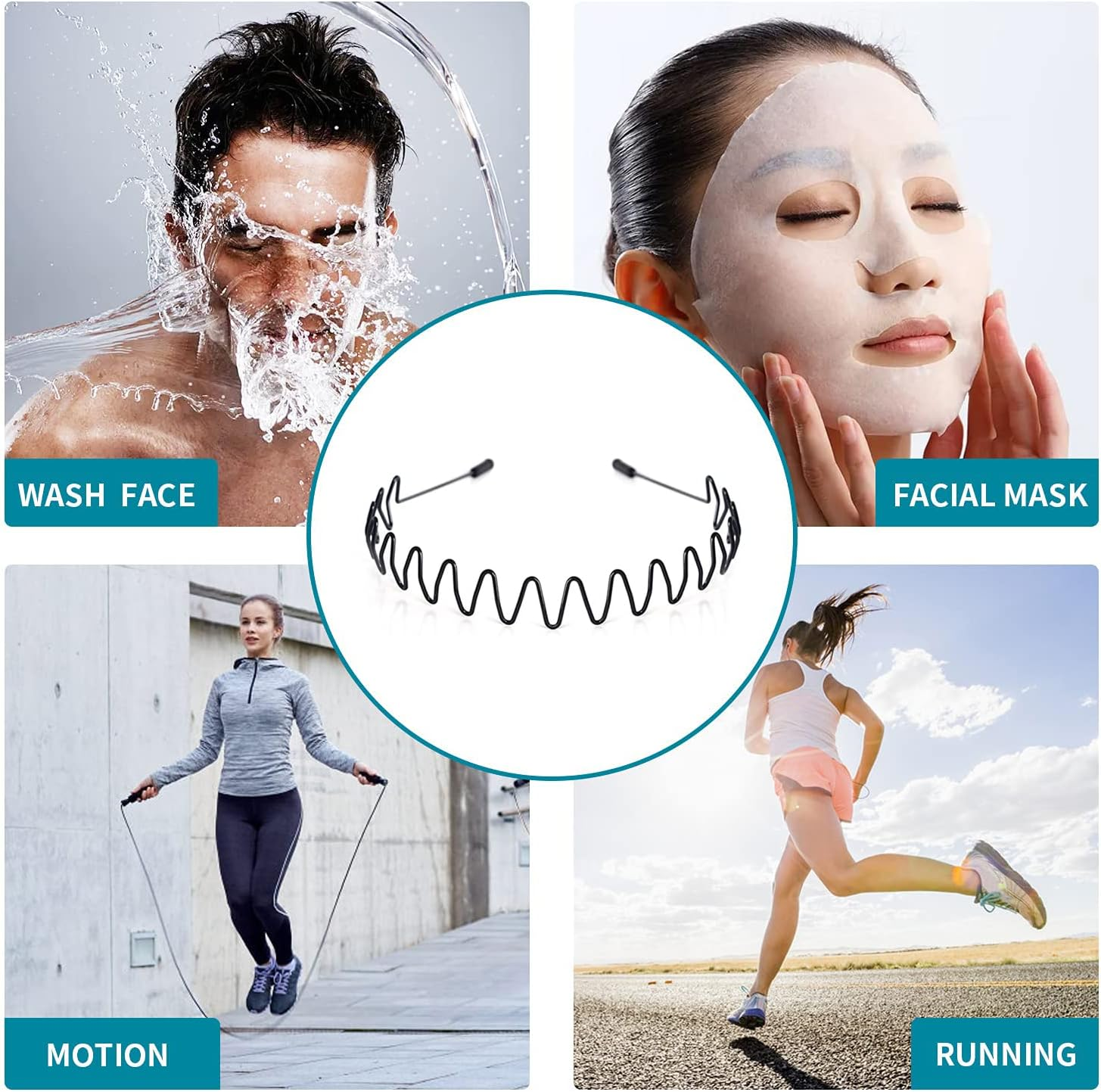 Hair Bands for Men, Non-Slip Sports Fashion Headband, Mens Metal Hair Band, Hair Hoop for Outdoor Sports, Weddings, Daily Wear (3 Pieces) - 3Pcs-S3 image number 4