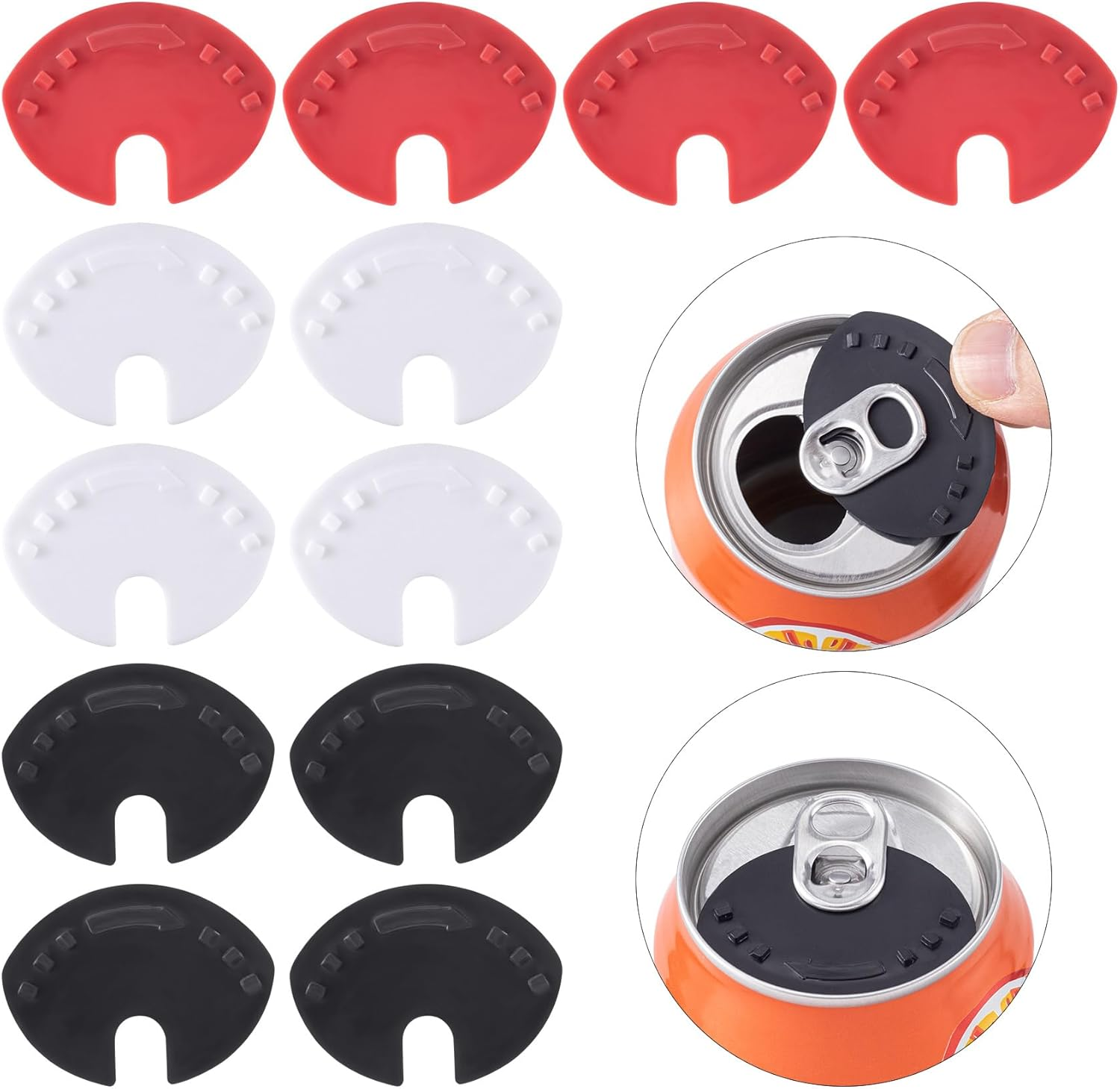 CHANZET Soda Can Covers Lids 12Pcs, Silicone Can Covers for Soda Lid Drink Beer Pop Beverage, Can Sealer Cap Closer Top Protector Fizz Keeper Spill Guard Black White Red 3 Colors Can Lids image number 3