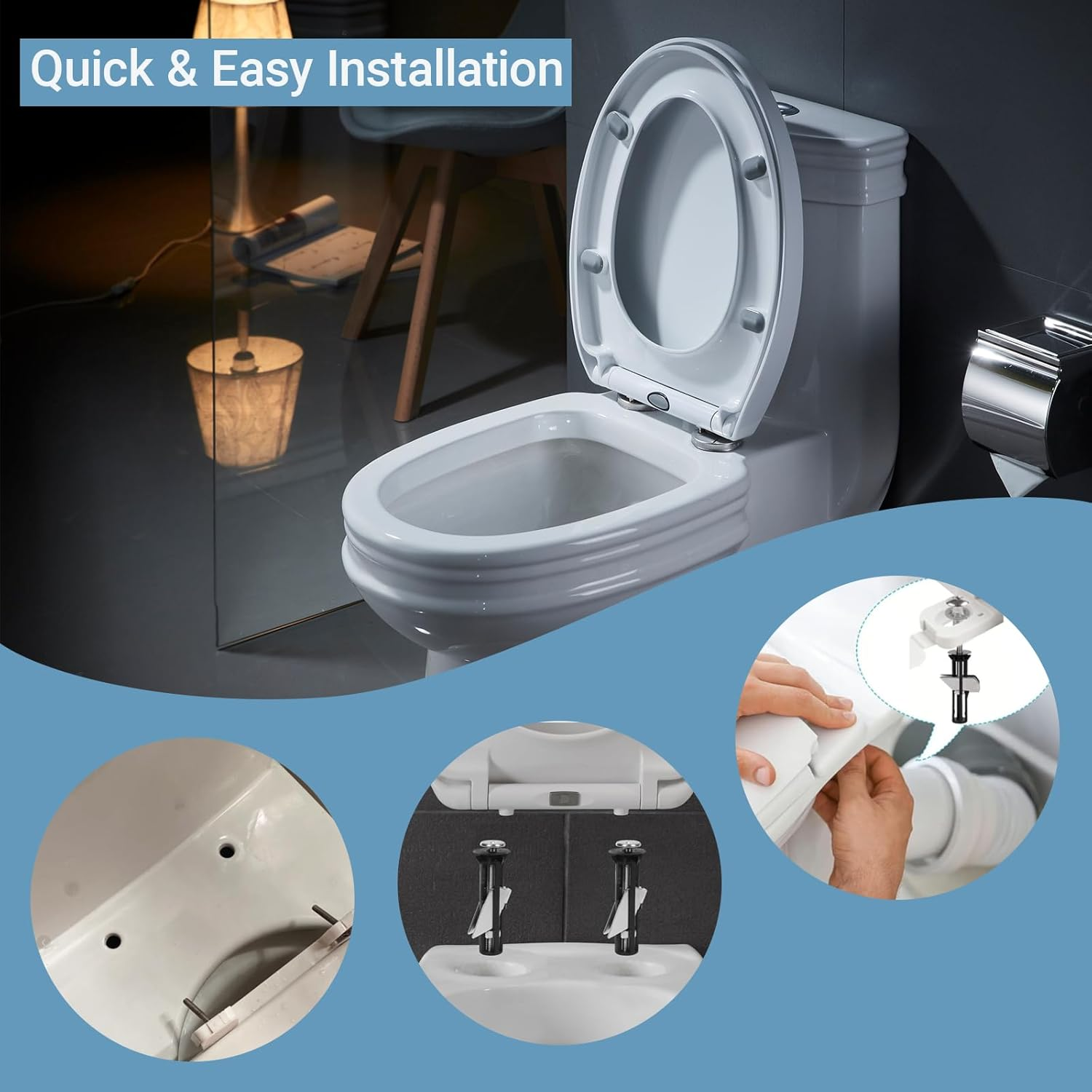 LOLLIDO 4PCS Toilet Seat Fastener Bolt Kit - Heavy Duty Toilet Seat Bolt Kit, New Universal Toilet Seat Screw Replacement - Nut Screw for Easy Installation, Maintenance of Toilet Seats image number 2