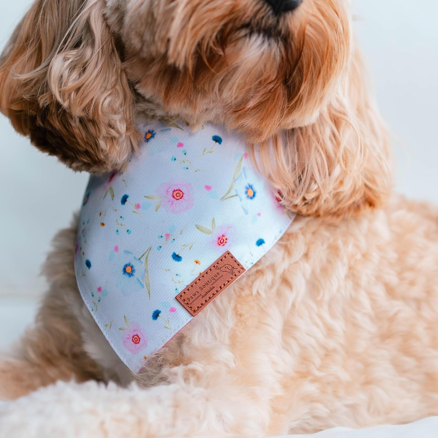 Paws Boutique Premium Dog Bandana/Scarf | Design: Pretty Blossoms | Reversible Dual Layered/Sided | Small, Medium & Large Pets | Unique Style | Accessories for Puppies & Dogs (M) image number 1