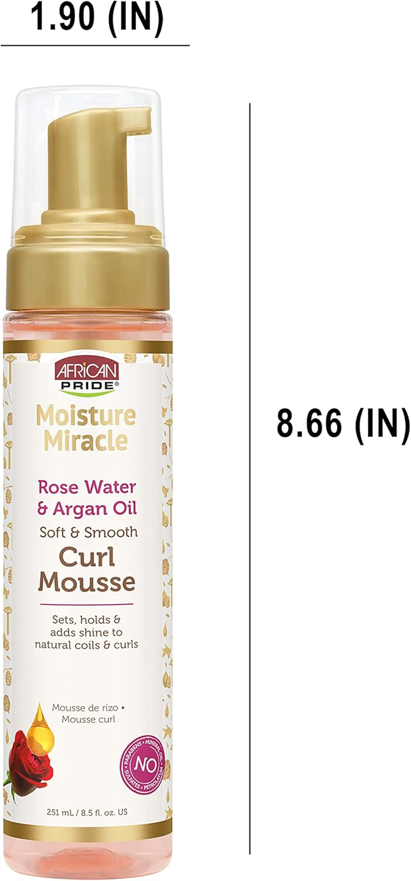 AFRICAN PRIDE Moisture Miracle Rose Water & Argan Oil Soft & Smooth Curl Mousse image number 1