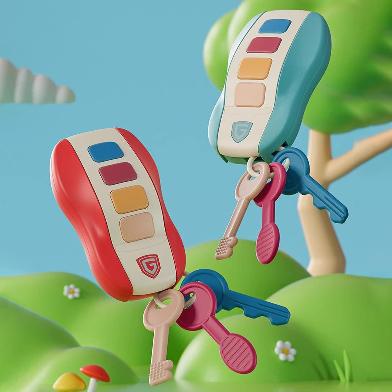 Car Keys Toy, Small Buttons Remote Car Key Toy Early Learning Simulated Sound for Home Play (Blue) image number 1