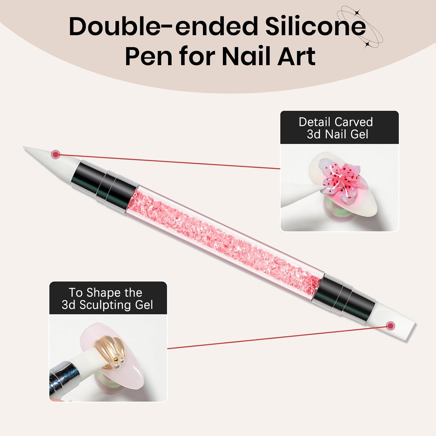 3D Nail Gel Clear Nail Sculpting Gel Non-Sticky Hand 3D Gels for Nail Art with Silicone Pen Sculpting 3D Modeling Manicures Salon Home DIY 15G image number 3