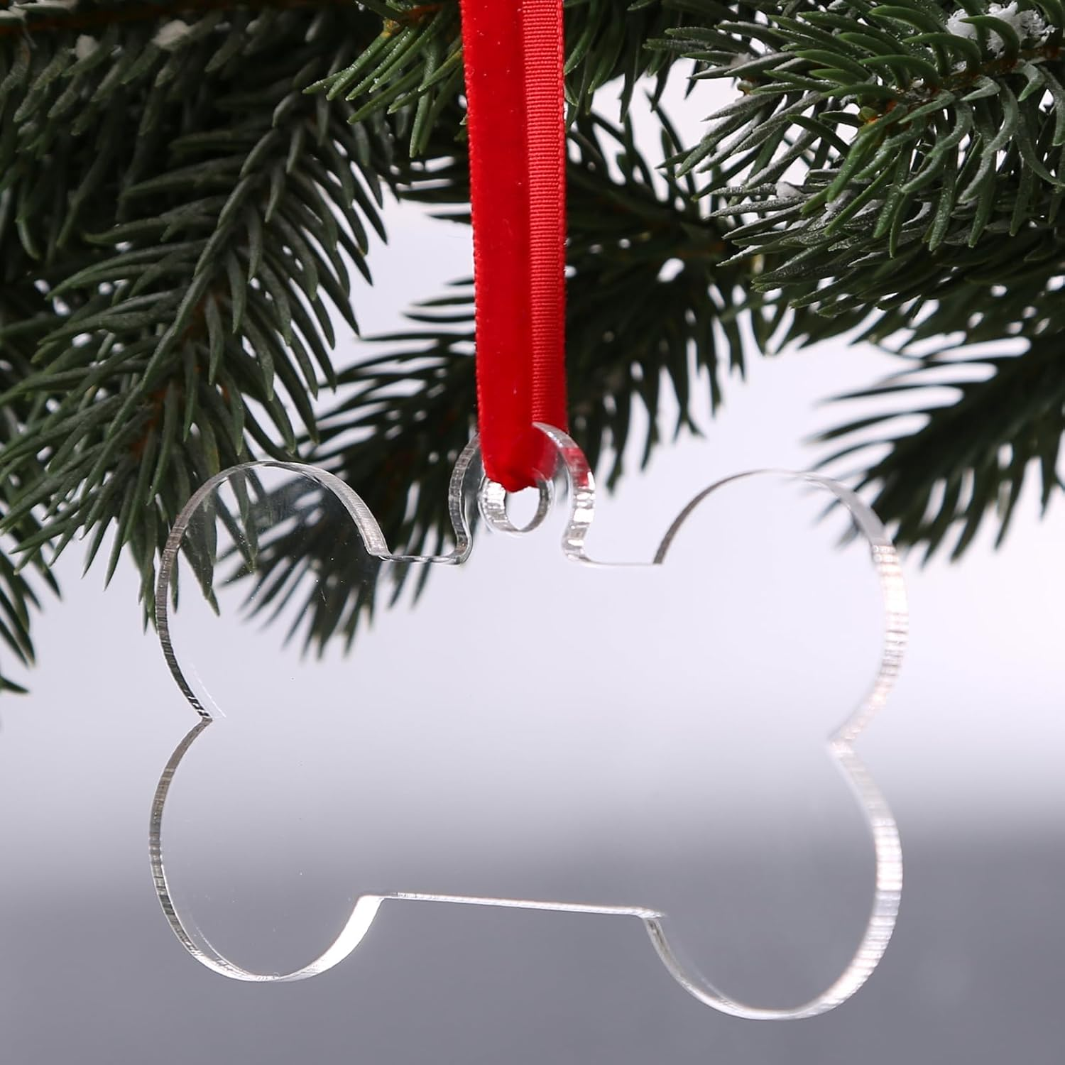 UNIQOOO 20 Pack 3.5" Clear Acrylic Dog Bone Ornament, 4Mm Extra Thick, DIY Blank Pet Ornament, Key Chain, Gift Wrapping, Stocking Name Tag, Holiday for Pet Lovers, Dog Gift - Clear Round，18Pcs image number 2