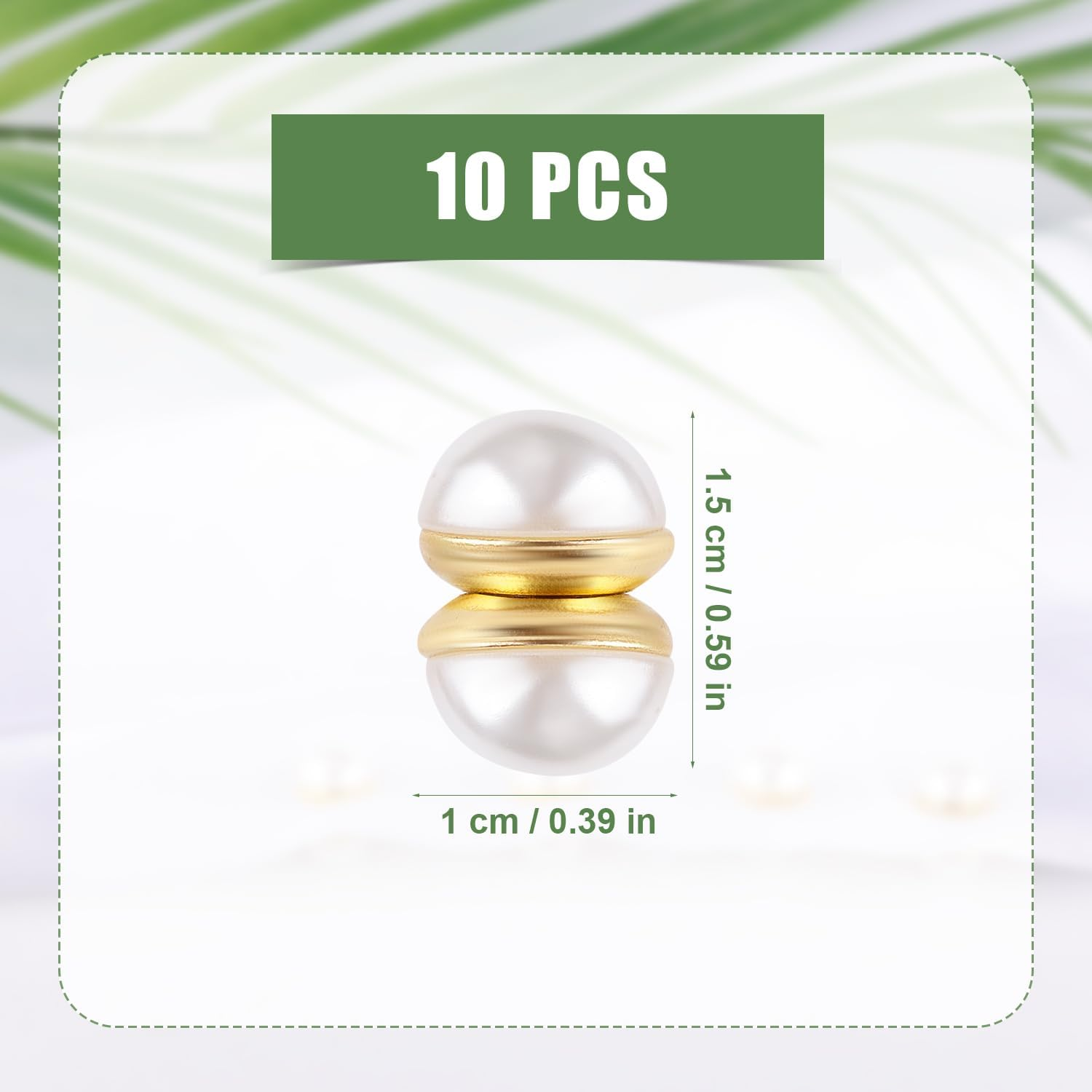 10Pcs Veil Weights Strong Hijab Magnets Pearl Pins Magnetic Hijab Pins for Clothes Scarves Niqab, Pearl Veil Beautiful Wedding Double Sided Hijab Magnets for Women Girls, White, Gold image number 1