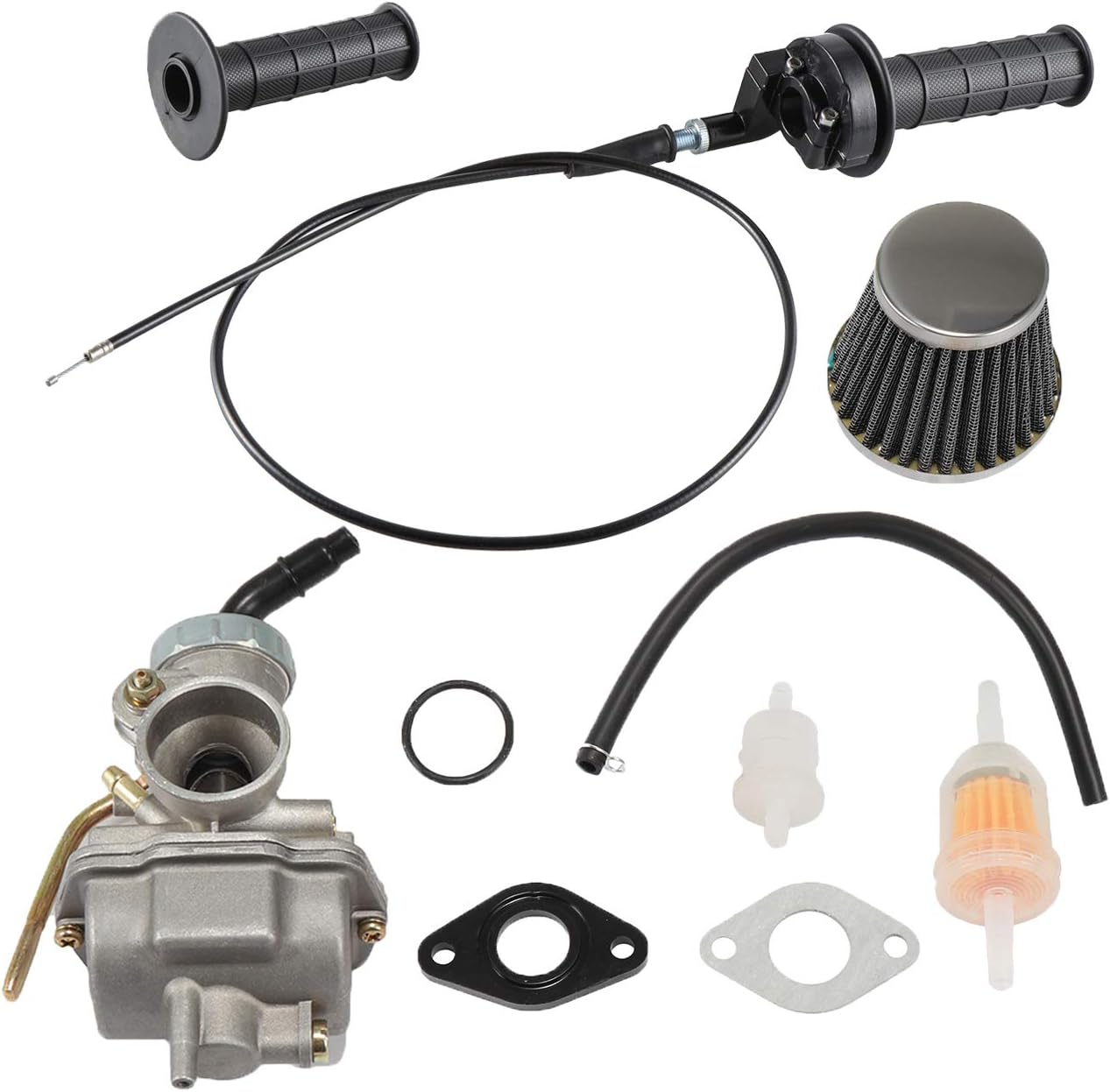 PZ20 Carburetor and Air Filter Kit with Throttle Cable for Taotao for Kazuma for Baja 50Cc 70Cc 90Cc 110Cc 125Cc 4 Stroke Engine Chinese ATV Quad Go Kart image number 1
