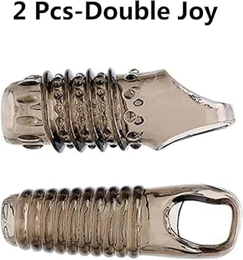 Silicone Penis Sleeves 2Pcs Rubber Penis Sleeve Reusable Penis Enlarge Sleeves Sex Toys Reusable Penis Sleeve Extender for Men - Transparent Black