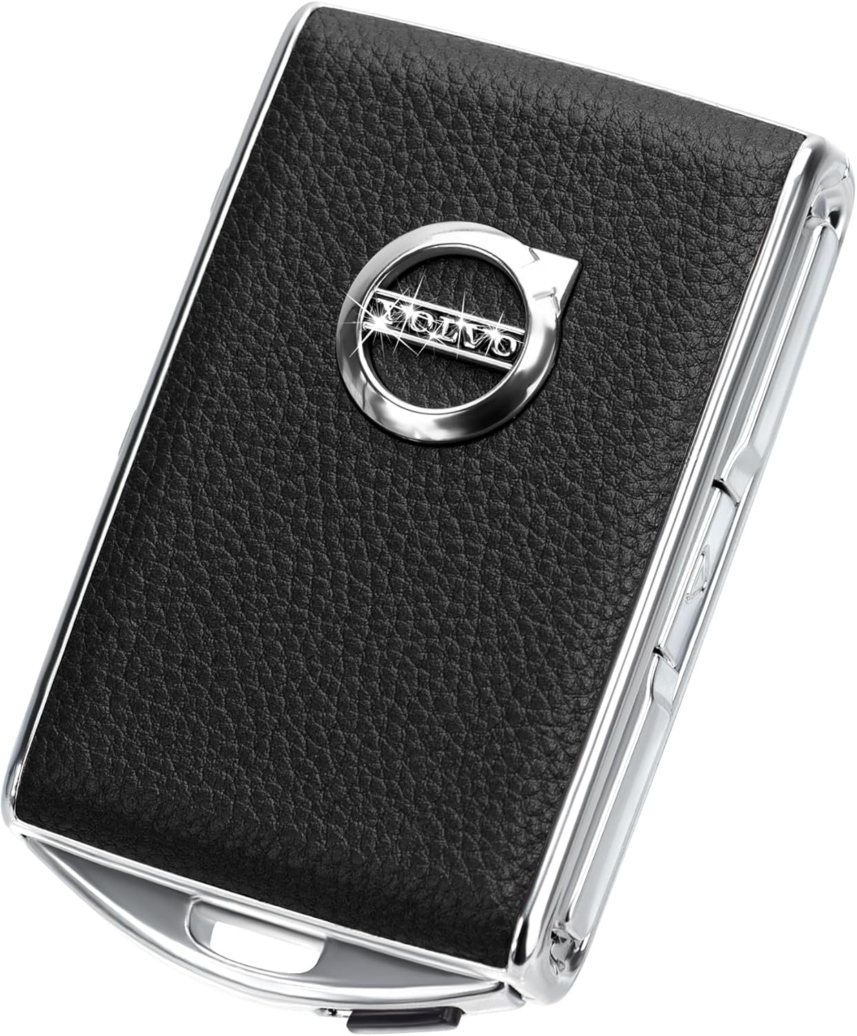 Car Key Case Fob Cover for Volvo XC90, XC60, XC40, S60, S90, V90, Polestar 1, Polestar 2, Polestar 3 Top Layer Cow Leather (Black)