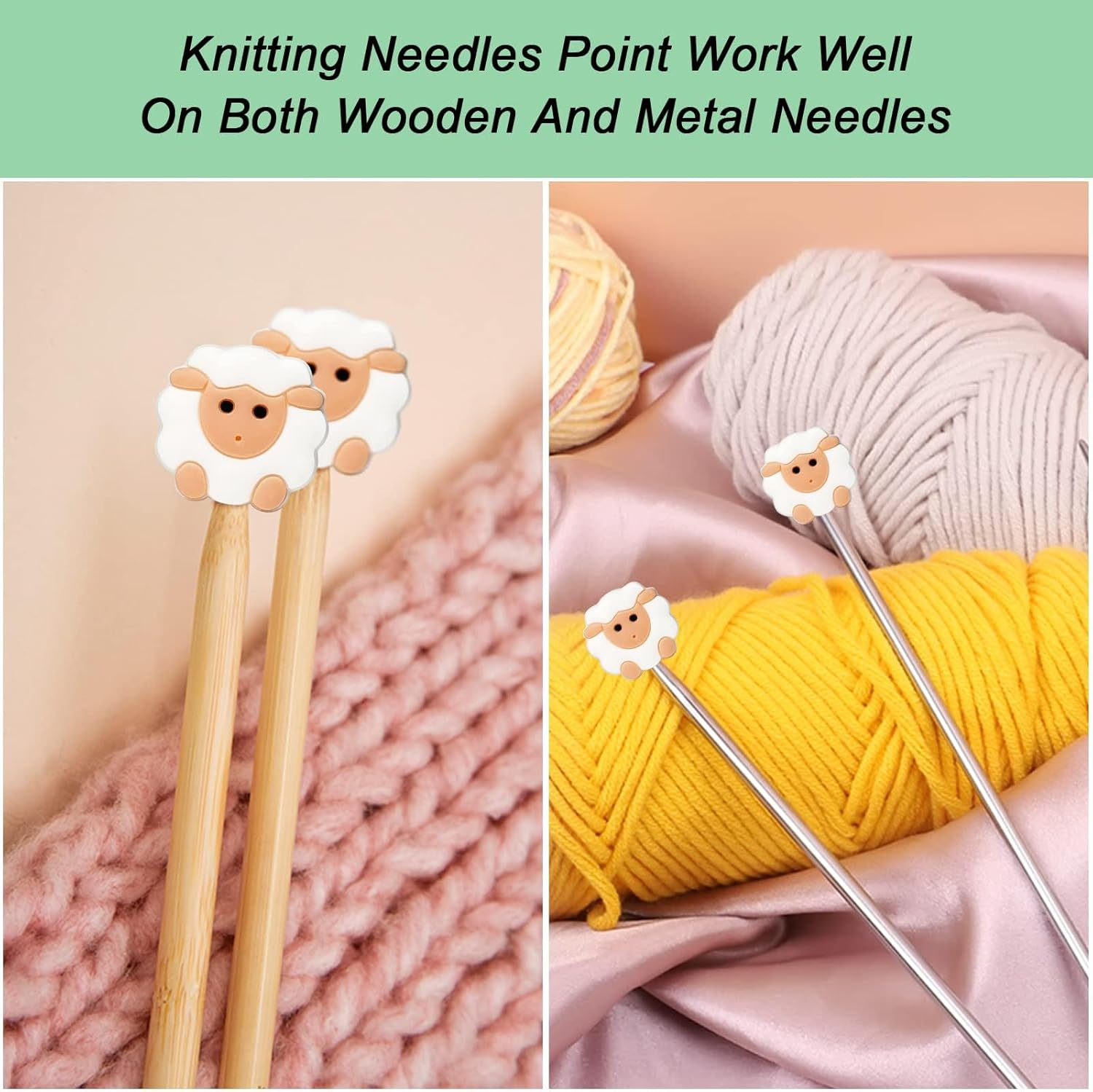 10 Pcs Knitting Needle Stoppers, Knitting Needle Point Protectors Cute (Sheep) Knitting Supplies Fit Size 6-9 (4.0Mm-5.5Mm) Needles, Knitting Crochet Supplies,Caps image number 6