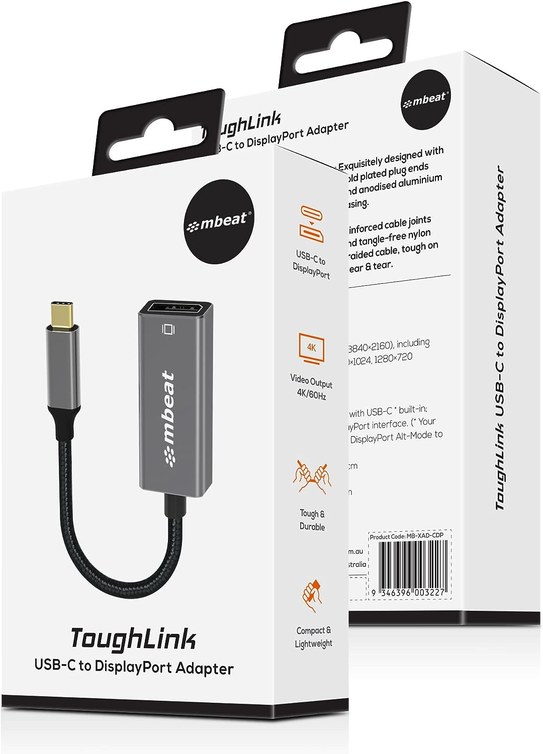Mbeat Elite USB-C to Display Port Adapter - Space Grey, Converts USB-C to Displayport Female Port, Allowing Computers or Laptops with USB-C Port to Use Displayport Cables to Connect Monitors, Projectors, or Hdtvs with Displayport, Supports High-Definition Resolution up to 4K@60Hz (3840&times;2160) image number 4