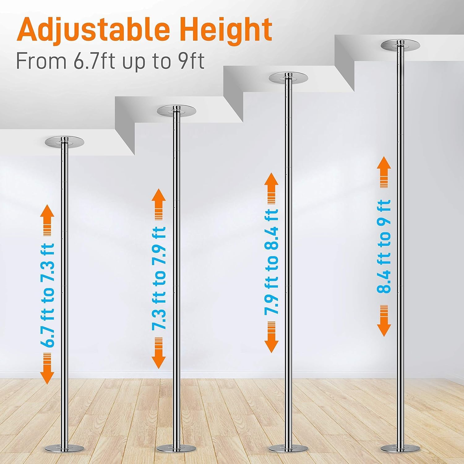 Serenelife 45Mm Fitness Dance Pole &ndash; Static & Spinning Modes, Heavy-Duty Removable Pole for Strength, Cardio & Dance &ndash; Easy Assembly, No Drilling &ndash; Suitable for Home, Club, Gym, Party, Pub image number 3