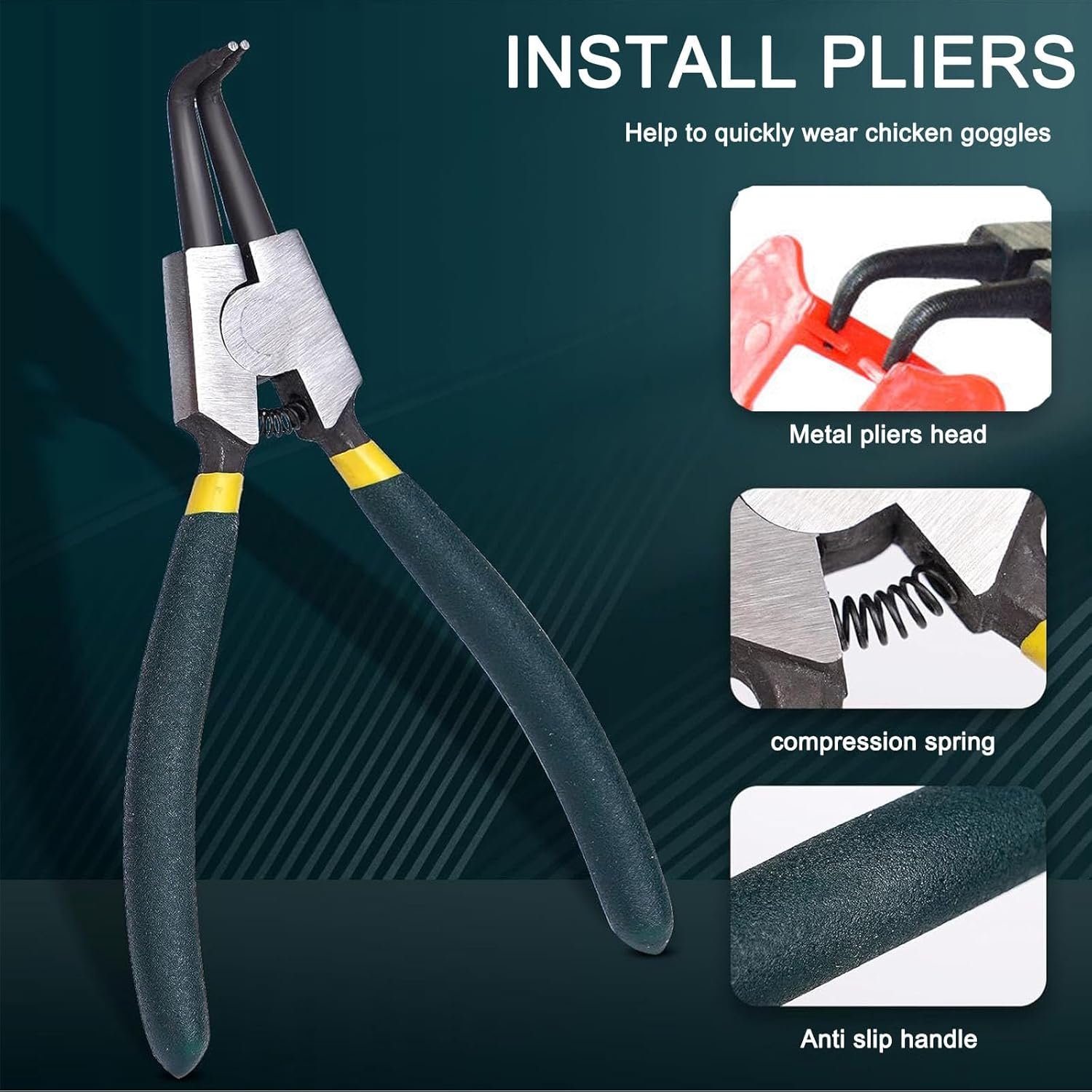 100Pcs Chicken Anti-Pecking Eye Glasses with Install Pliers, Poultry Blinders for Pheasants and Chickens, Peepers to Prevent Pecking Behavior image number 5