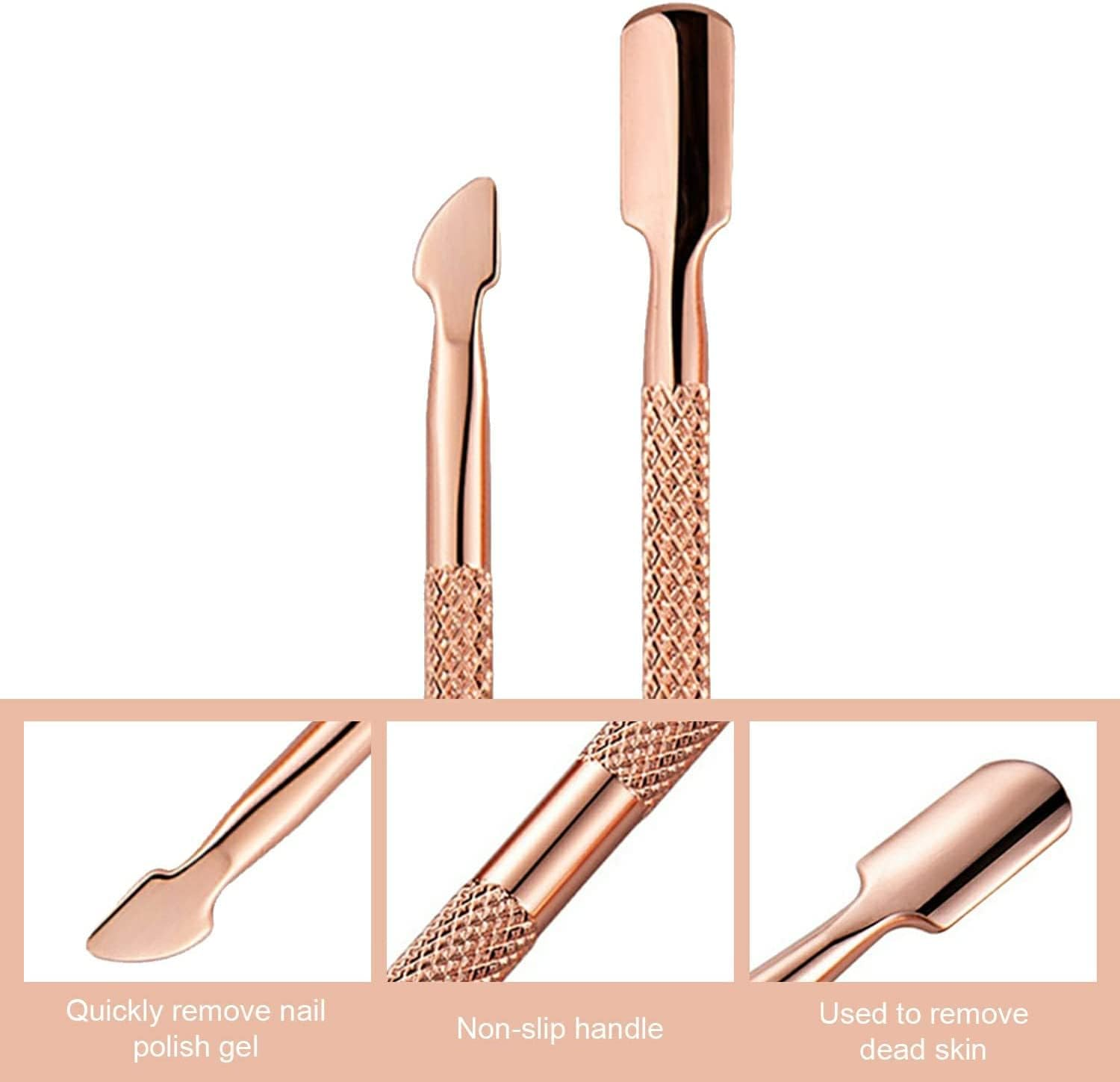 Cuticle Pusher Cuticle Cutter Remover Cuticle Trimmer Nipper Nail Clipper Sets Nail Care Kit Professional Stainless Steel Manicure Pedicure Tools (Rose Gold) image number 2