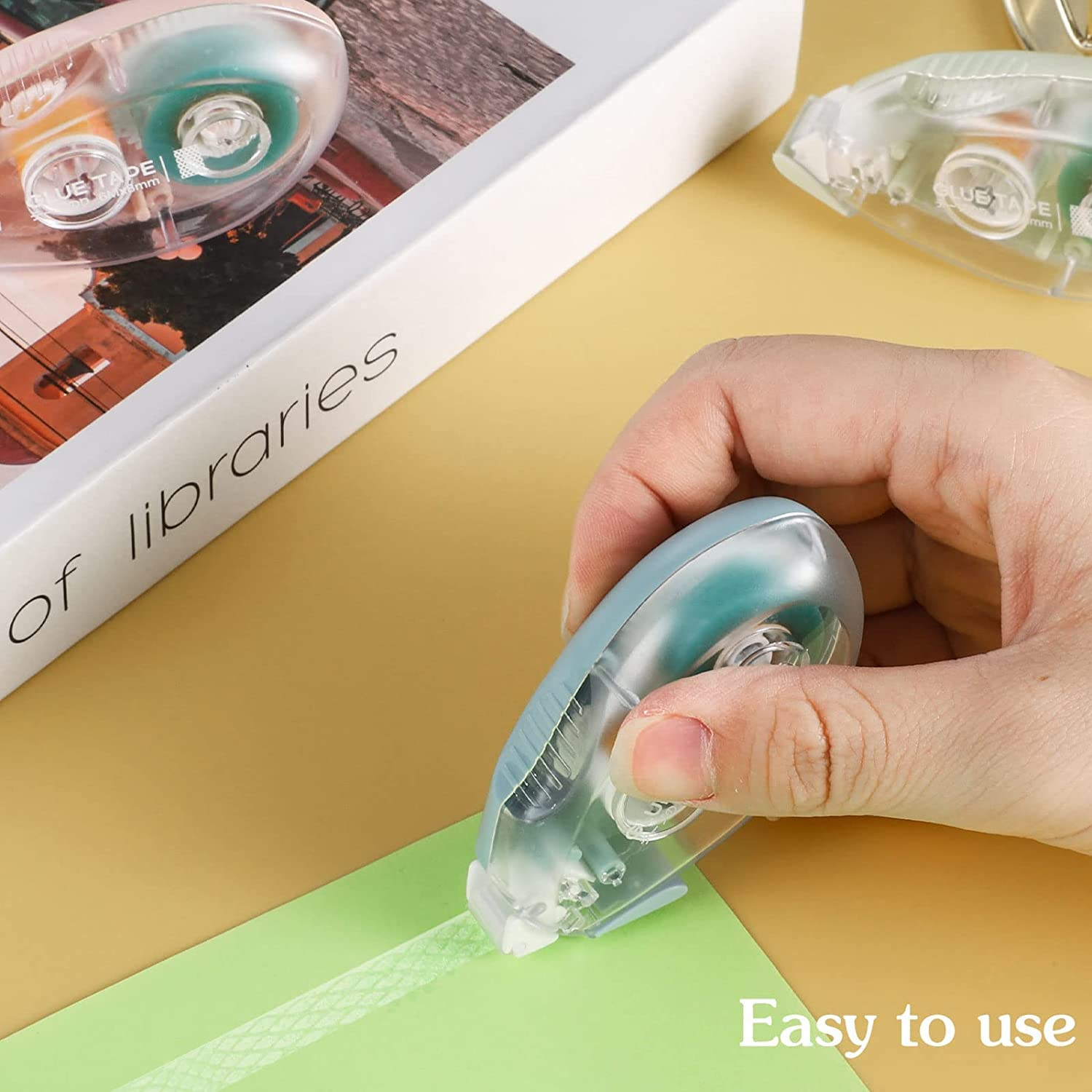 Double Sided Glue Tape Roller, 4 Pack Adhesive Scrapbook Glue Tape Roller Portable Double-Sided Adhesive Tape Runner, Craft Adhesive Runner Rollers Permanent for Scrapbook image number 2